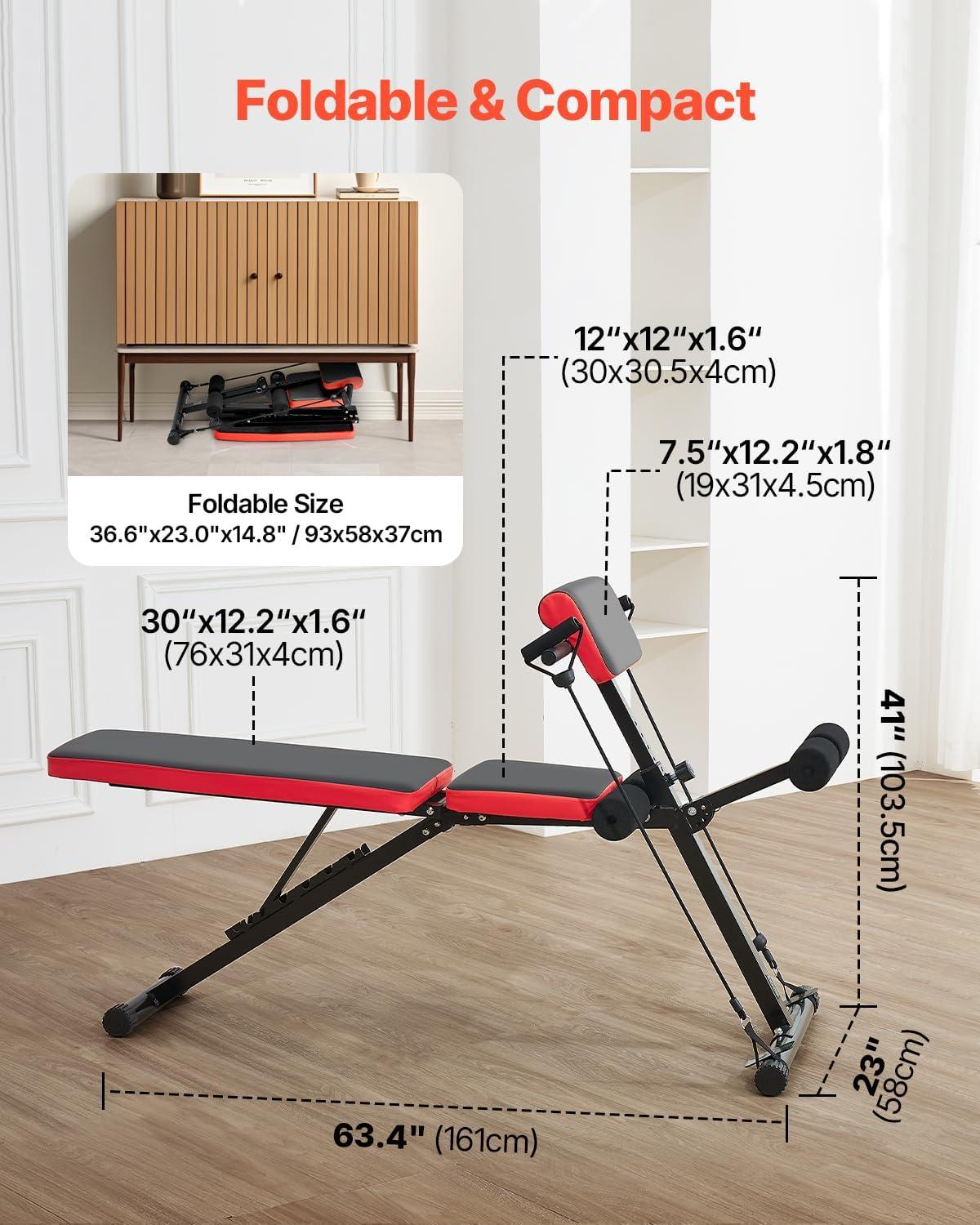image:imageVEVOR MultiFunctional Weight Bench for Full Body Workout Roman Chair Hyperextension Bench Adjustable amp Foldable Equipment for Back Arm Core Ab Workout Sit Up Exercise Machine for Home GymPull rope 770LB
