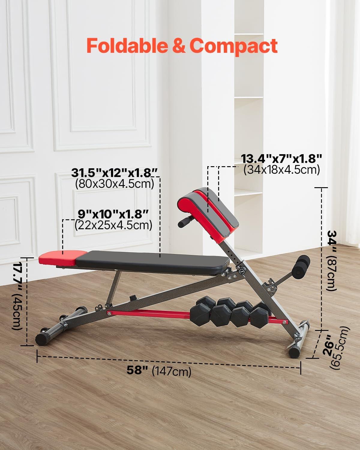 image:imageVEVOR MultiFunctional Weight Bench for Full Body Workout Roman Chair Hyperextension Bench Adjustable amp Foldable Equipment for Back Arm Core Ab Workout Sit Up Exercise Machine for Home GymMultiFunctional 660LB