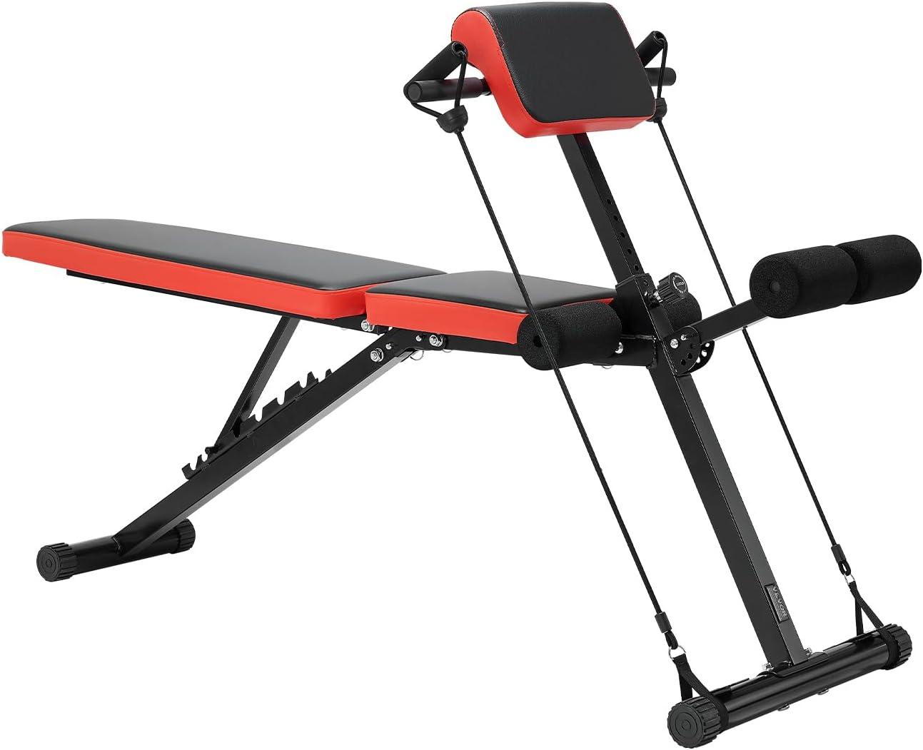 image:imageVEVOR MultiFunctional Weight Bench for Full Body Workout Roman Chair Hyperextension Bench Adjustable amp Foldable Equipment for Back Arm Core Ab Workout Sit Up Exercise Machine for Home GymPull rope 770LB