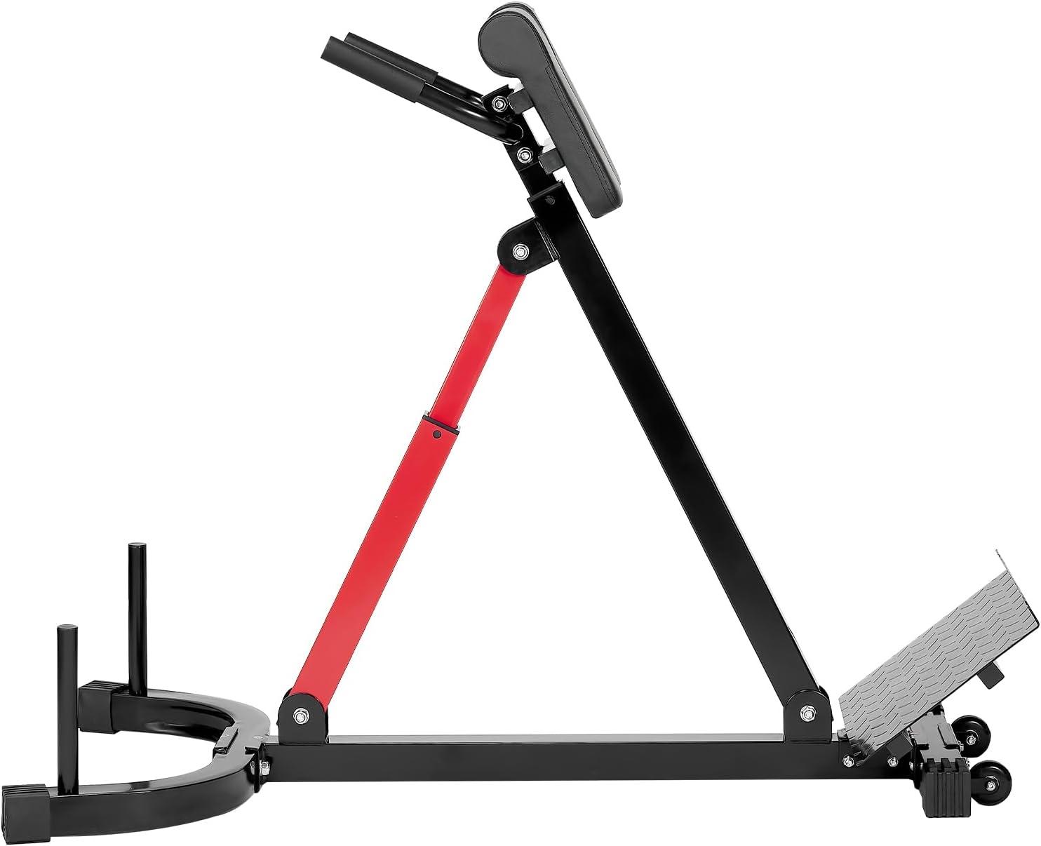 image:imageVEVOR MultiFunctional Weight Bench for Full Body Workout Roman Chair Hyperextension Bench Adjustable amp Foldable Equipment for Back Arm Core Ab Workout Sit Up Exercise Machine for Home GymBlackRed Hyperextension Bench 350LB