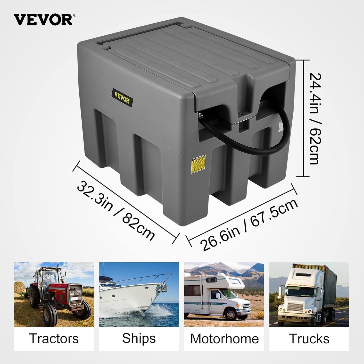 image:imageVEVOR New Portable Diesel Tank 58 Gallon Capacity amp 10 GPM Flow Rate Diesel Fuel Tank with 12V Electric Transfer Pump and 131ft Rubber Hose PE Diesel Transfer Tank for Easy Fuel TransportationGray