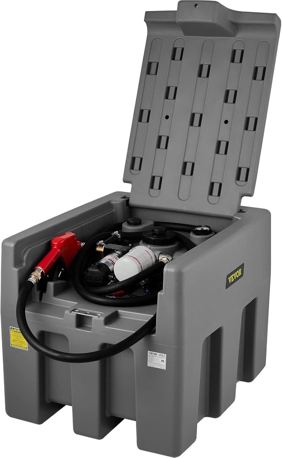 image:imageVEVOR New Portable Diesel Tank 58 Gallon Capacity amp 10 GPM Flow Rate Diesel Fuel Tank with 12V Electric Transfer Pump and 131ft Rubber Hose PE Diesel Transfer Tank for Easy Fuel TransportationGray