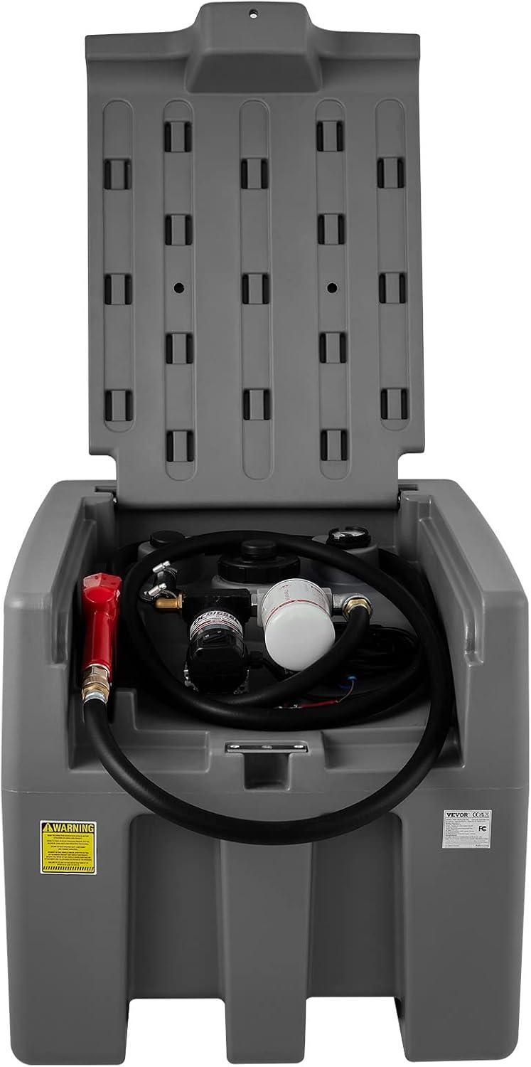 image:imageVEVOR New Portable Diesel Tank 58 Gallon Capacity amp 10 GPM Flow Rate Diesel Fuel Tank with 12V Electric Transfer Pump and 131ft Rubber Hose PE Diesel Transfer Tank for Easy Fuel TransportationGray