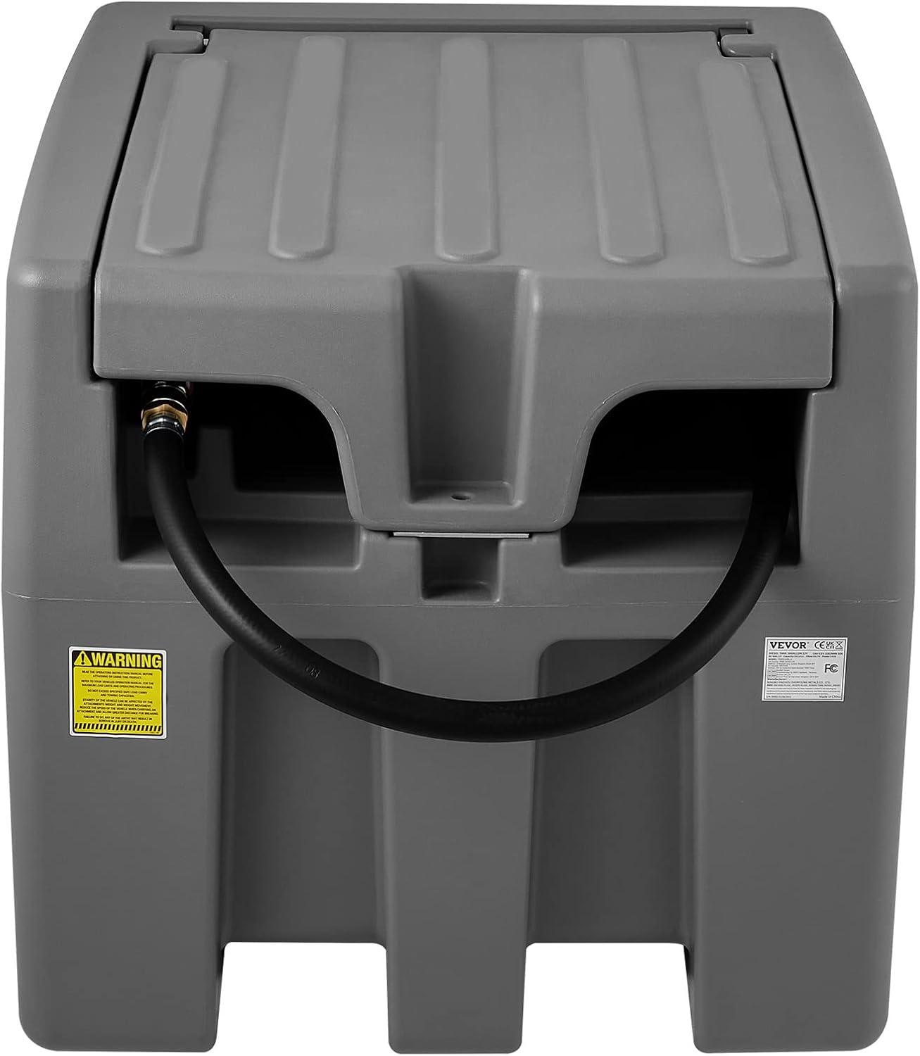 image:imageVEVOR New Portable Diesel Tank 58 Gallon Capacity amp 10 GPM Flow Rate Diesel Fuel Tank with 12V Electric Transfer Pump and 131ft Rubber Hose PE Diesel Transfer Tank for Easy Fuel TransportationGray