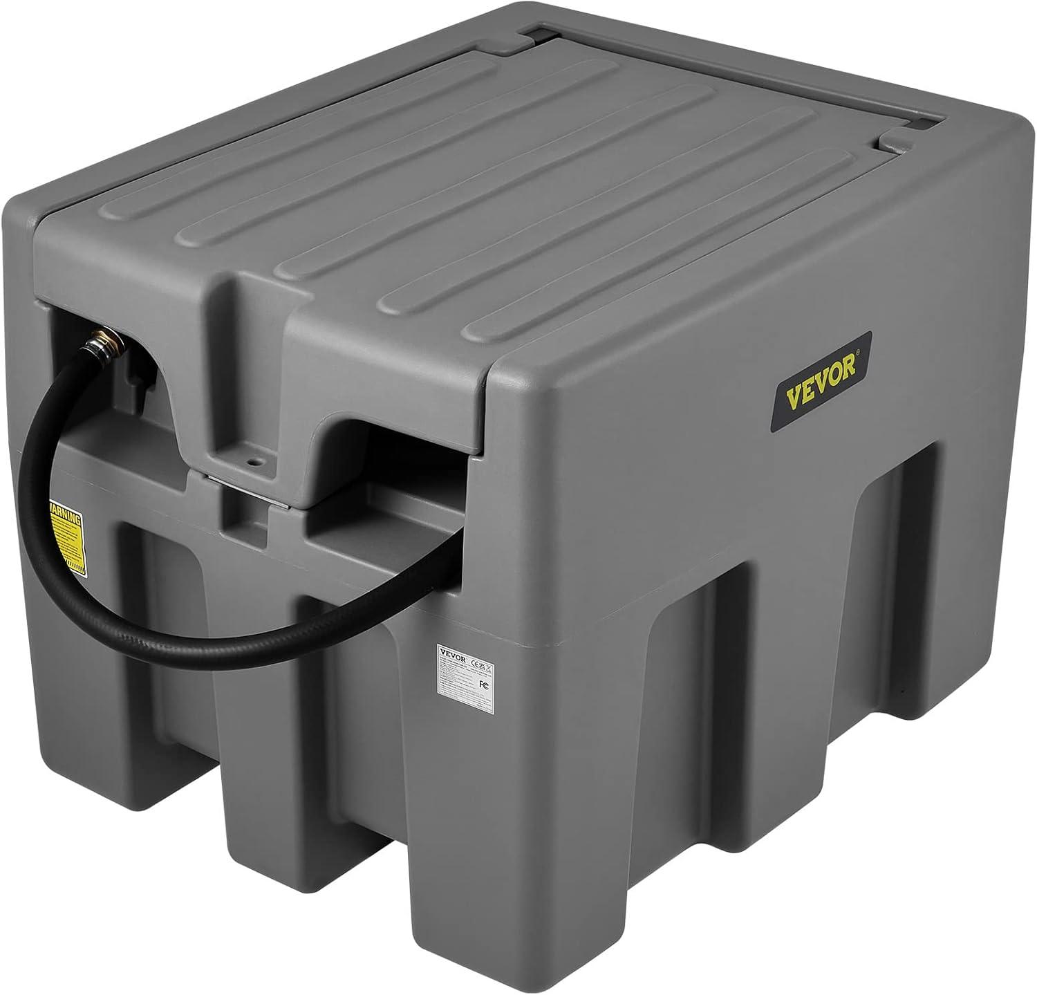 image:imageVEVOR New Portable Diesel Tank 58 Gallon Capacity amp 10 GPM Flow Rate Diesel Fuel Tank with 12V Electric Transfer Pump and 131ft Rubber Hose PE Diesel Transfer Tank for Easy Fuel TransportationGray