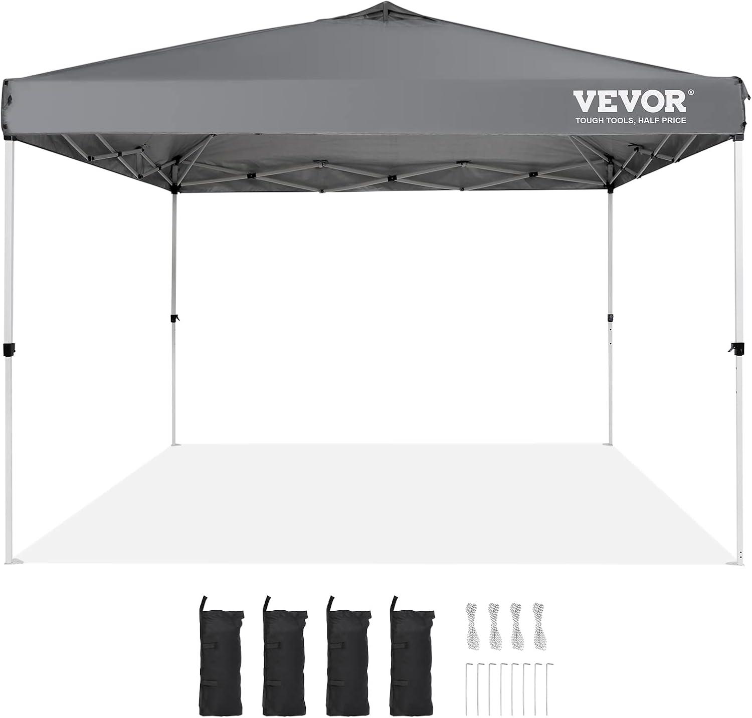 image:imageVEVOR Patio Gazebo for 68 Person 10 x 10 FT Backyard Gazebo with Mosquito Netting Metal Frame and PU Coated 180G Polyester Outdoor Canopy Shelter for Patio Backyard Lawn Garden DeckGray