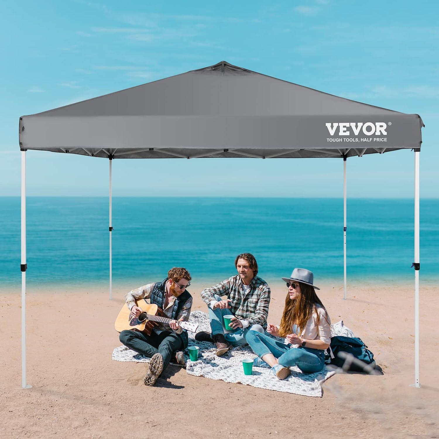 image:imageVEVOR Patio Gazebo for 68 Person 10 x 10 FT Backyard Gazebo with Mosquito Netting Metal Frame and PU Coated 180G Polyester Outdoor Canopy Shelter for Patio Backyard Lawn Garden DeckGray
