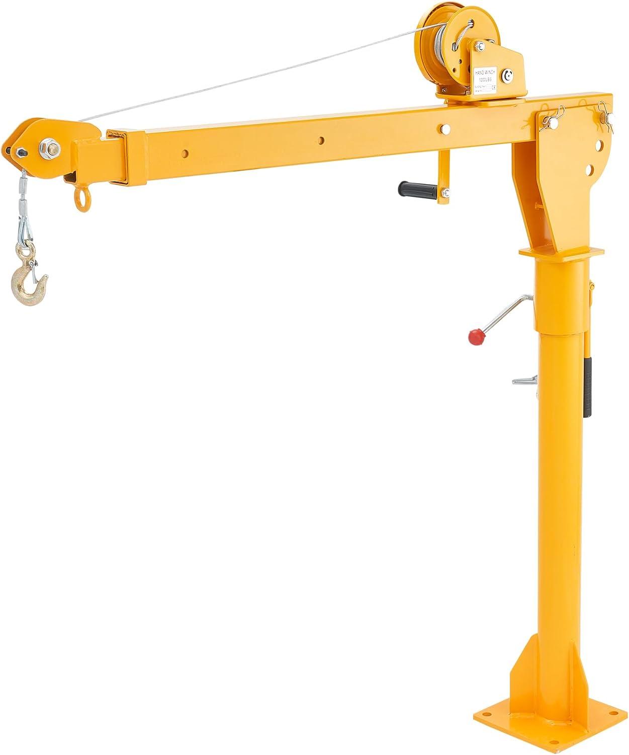 image:imageVEVOR Pickup Truck Crane with 1100 lbs Manual Winch Folding TruckMounted Bed Crane Steel Pickup Truck Jib Crane Hoist 360 Swivel for Lifting Goods in Construction Factory