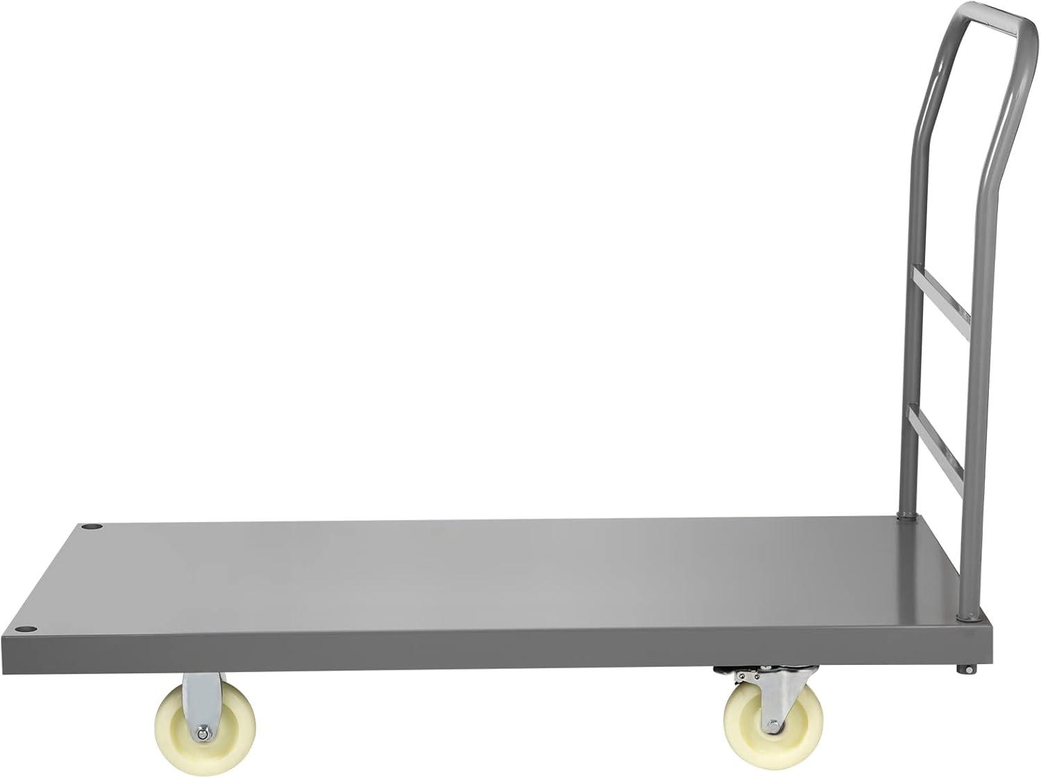 image:imageVEVOR Platform Truck 2000 lbs Capacity Steel Flatbed Cart 47 Length x 24 Width x 32 Height Flat Dolly Hand Trucks with 5 Nylon Casters HeavyDuty Utility Push Carts for Luggage Moving2000 LBS