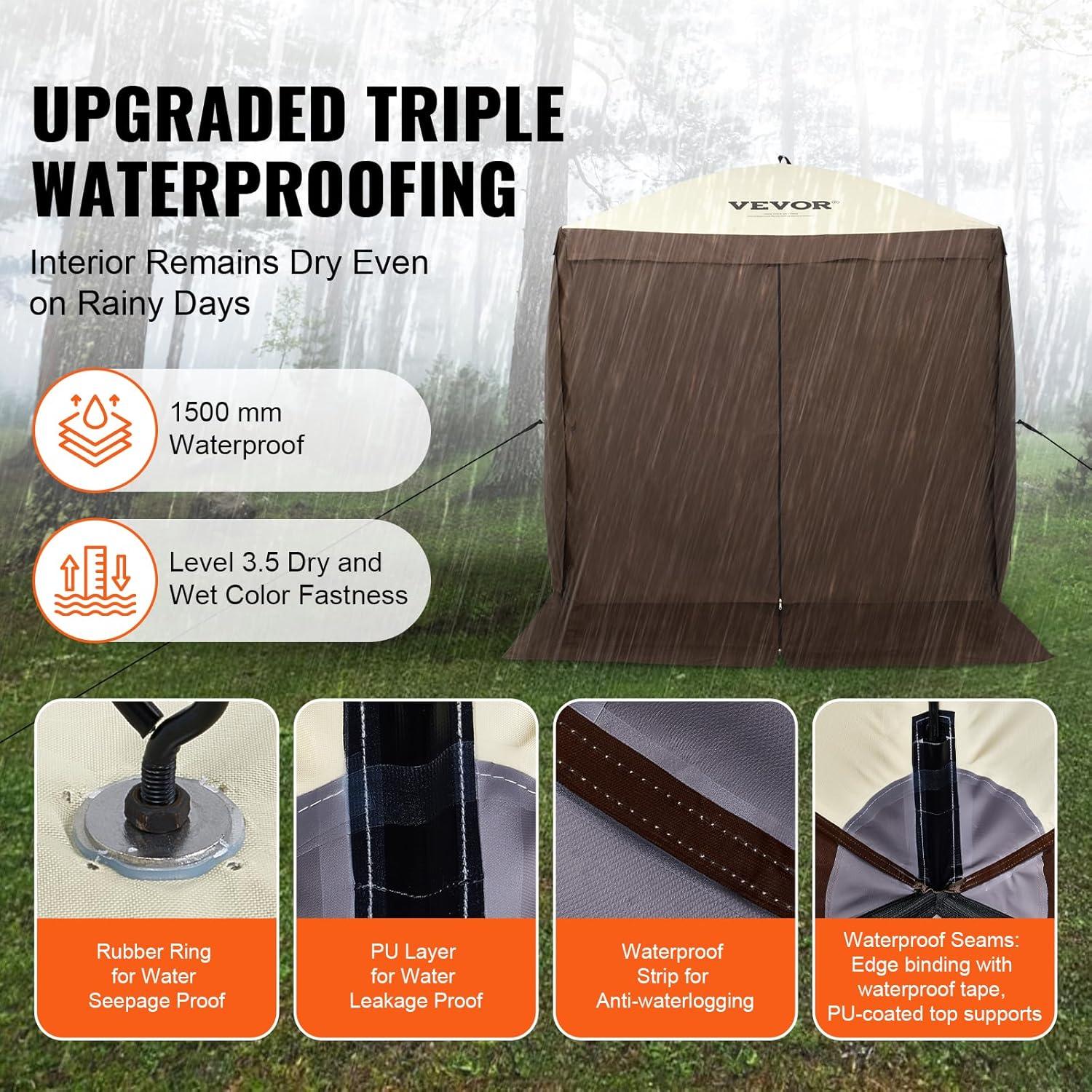 image:imageVEVOR Pop Up Gazebo Screen Tent 6 Sided Canopy Sun Shelter with 6 Removable Privacy Wind Cloths amp Mesh Windows 115x115FT Quick Set Screen Tent with Mosquito Netting BrownBrown