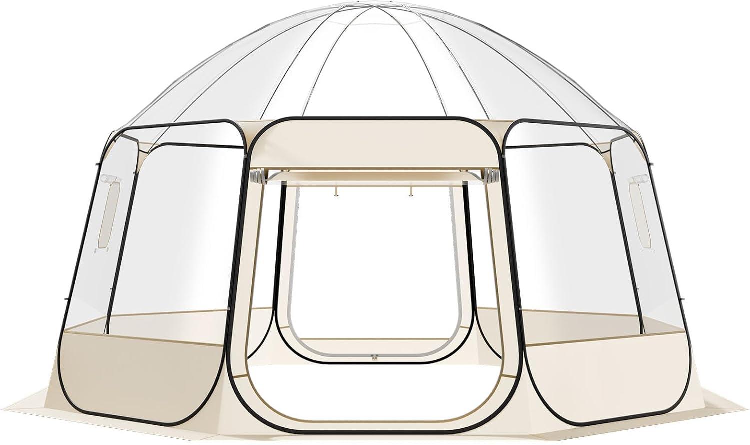 image:imageVEVOR Pop up Bubble Tent 15 x 138 ft Waterproof amp UVResistant Clear Camping Tent Shelter Outdoor Garden Dome Igloo Tents with Windows 540 Panoramic View for 1215 Persons Patio BackyardTransparent 15ft Bubble Tent for 1215 Person
