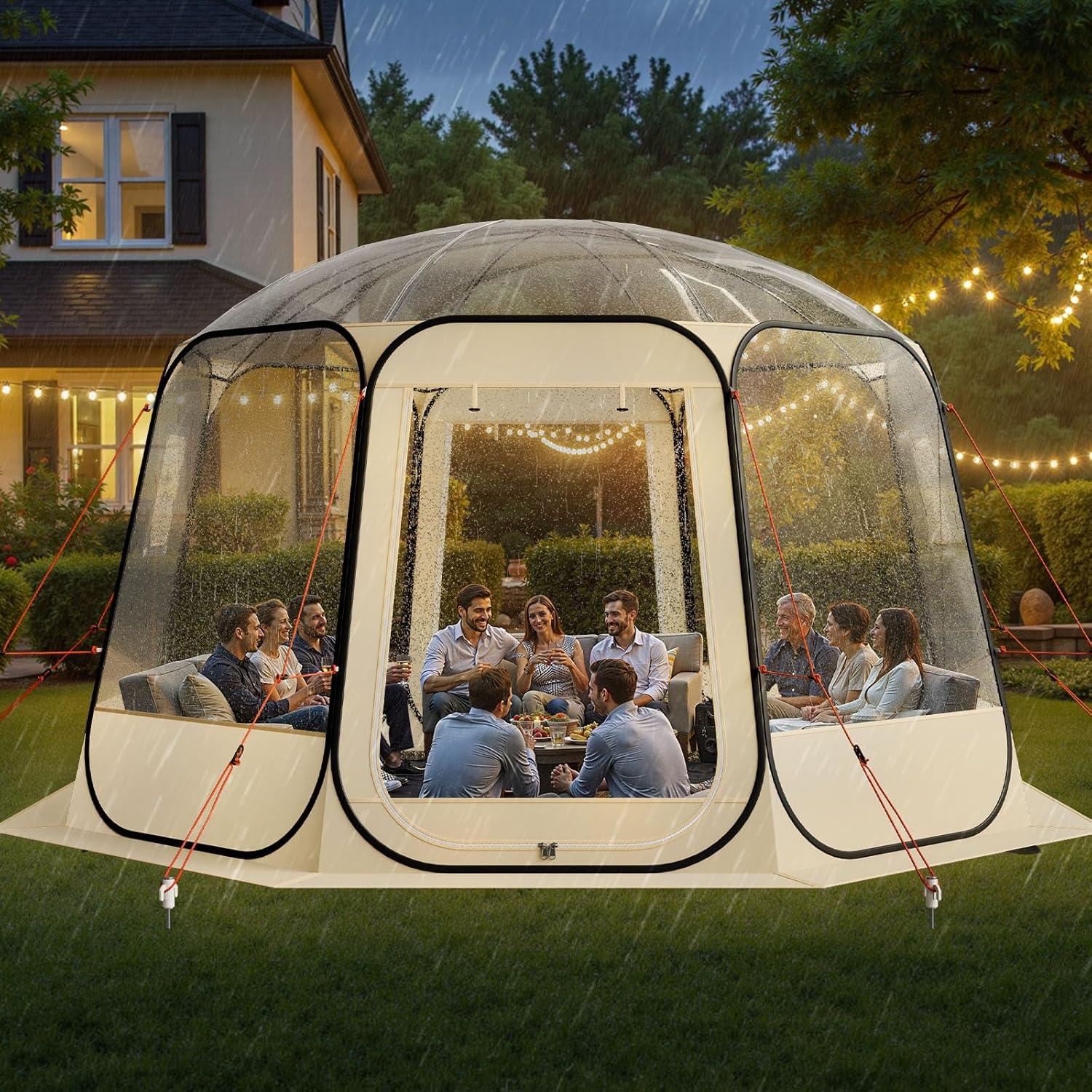 image:imageVEVOR Pop up Bubble Tent 15 x 138 ft Waterproof amp UVResistant Clear Camping Tent Shelter Outdoor Garden Dome Igloo Tents with Windows 540 Panoramic View for 1215 Persons Patio BackyardTransparent 12ft Bubble Tent for 810 Person