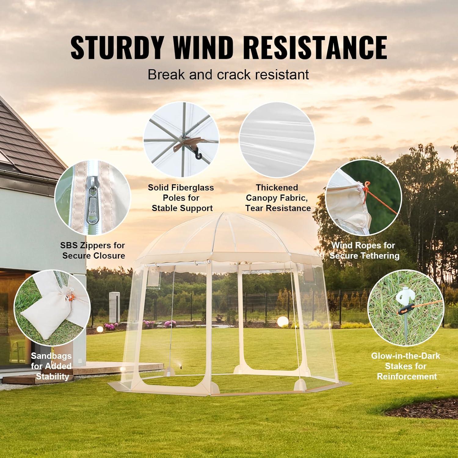 image:imageVEVOR Pop up Bubble Tent 15 x 138 ft Waterproof amp UVResistant Clear Camping Tent Shelter Outdoor Garden Dome Igloo Tents with Windows 540 Panoramic View for 1215 Persons Patio BackyardTransparent 10ft Bubble Tent for 48 Person