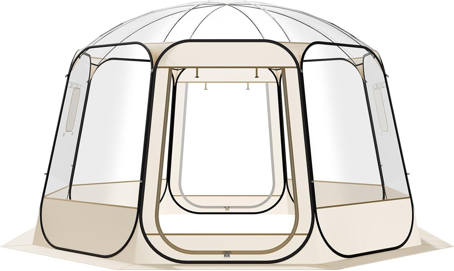 image:imageVEVOR Pop up Bubble Tent 15 x 138 ft Waterproof amp UVResistant Clear Camping Tent Shelter Outdoor Garden Dome Igloo Tents with Windows 540 Panoramic View for 1215 Persons Patio BackyardTransparent 12ft Bubble Tent for 810 Person
