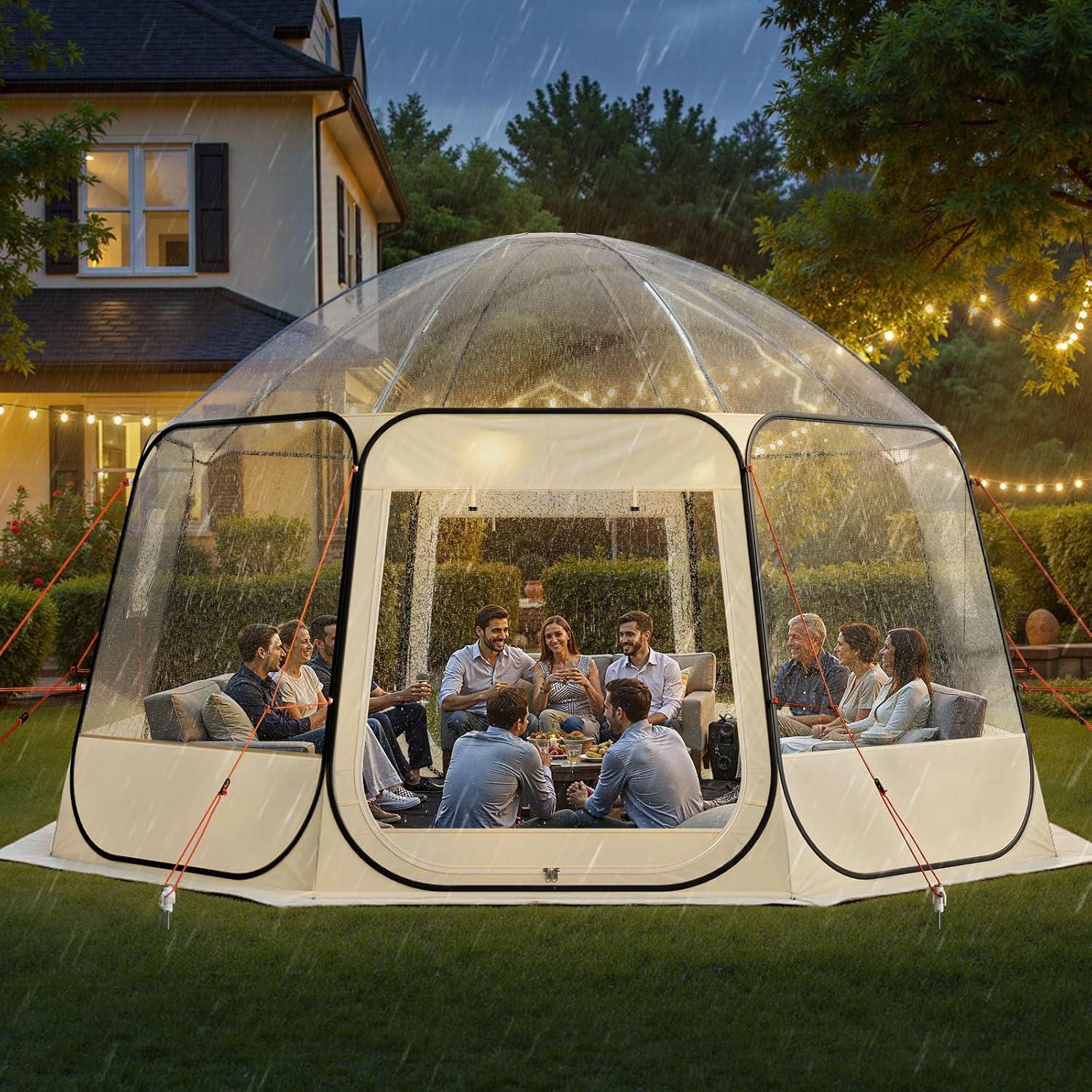image:imageVEVOR Pop up Bubble Tent 15 x 138 ft Waterproof amp UVResistant Clear Camping Tent Shelter Outdoor Garden Dome Igloo Tents with Windows 540 Panoramic View for 1215 Persons Patio BackyardTransparent 15ft Bubble Tent for 1215 Person