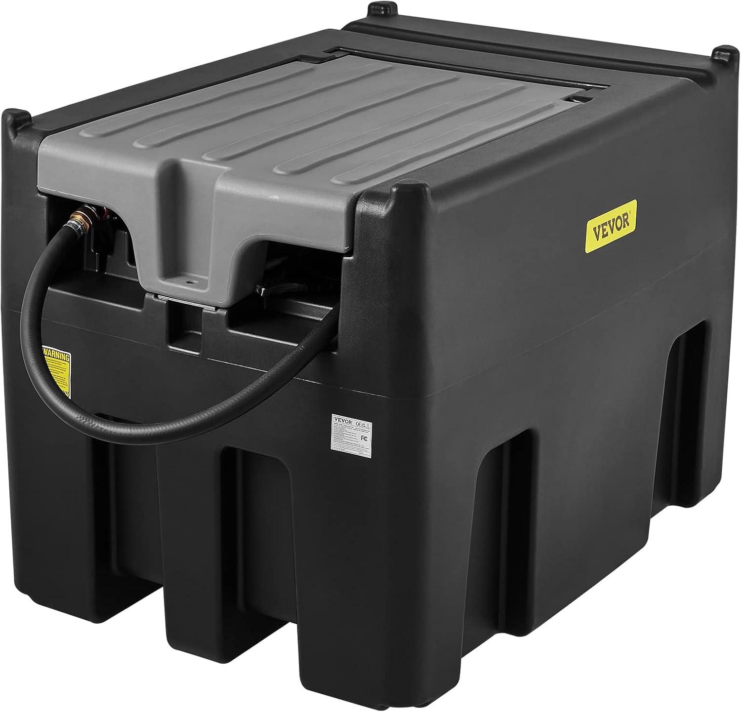 image:imageVEVOR Portable Diesel Tank 116 Gallon Capacity amp 10 GPM Flow Rate Diesel Fuel with 12V Electric Transfer Pump and 131ft Rubber Hose PE Transfer Tank for Easy Fuel Transportation GrayBlack