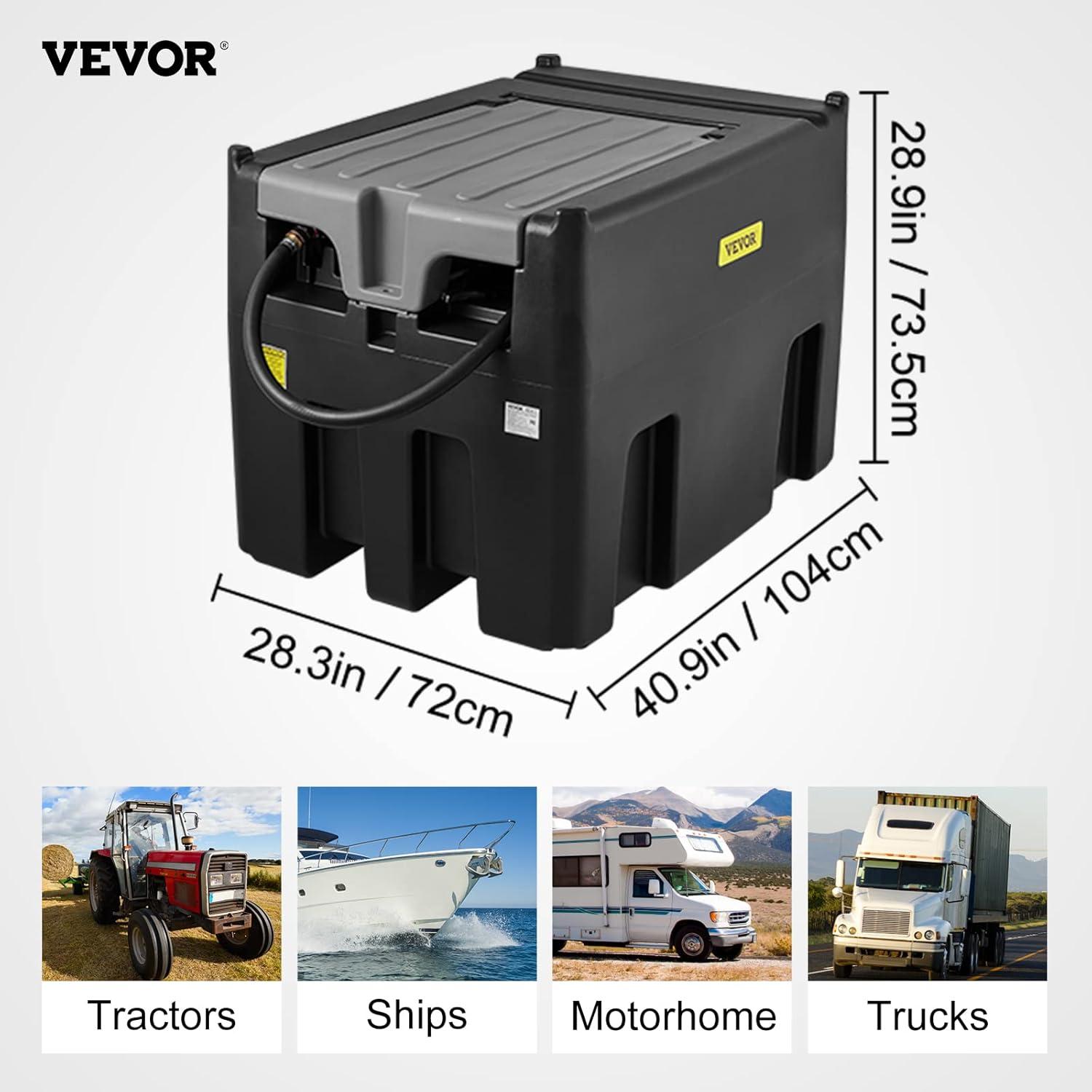 image:imageVEVOR Portable Diesel Tank 116 Gallon Capacity amp 10 GPM Flow Rate Diesel Fuel with 12V Electric Transfer Pump and 131ft Rubber Hose PE Transfer Tank for Easy Fuel Transportation GrayBlack