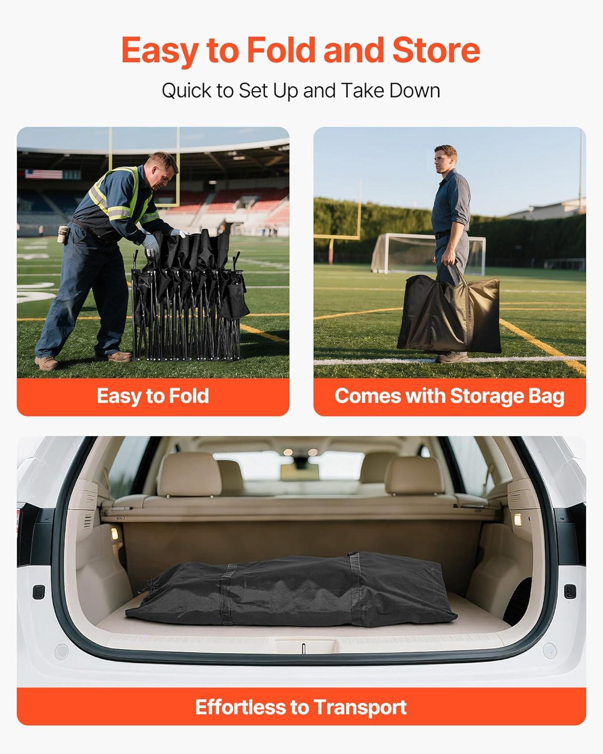 image:imageVEVOR Portable Folding Bench 6 Seats Foldable Sideline Bench Outdoor Camping Bench Chairs with Carry Bag Team Sport Sideline Benches for Football Camping Fishing No Assembly Instant SeatingWith Backrest Canopy 6 Seats