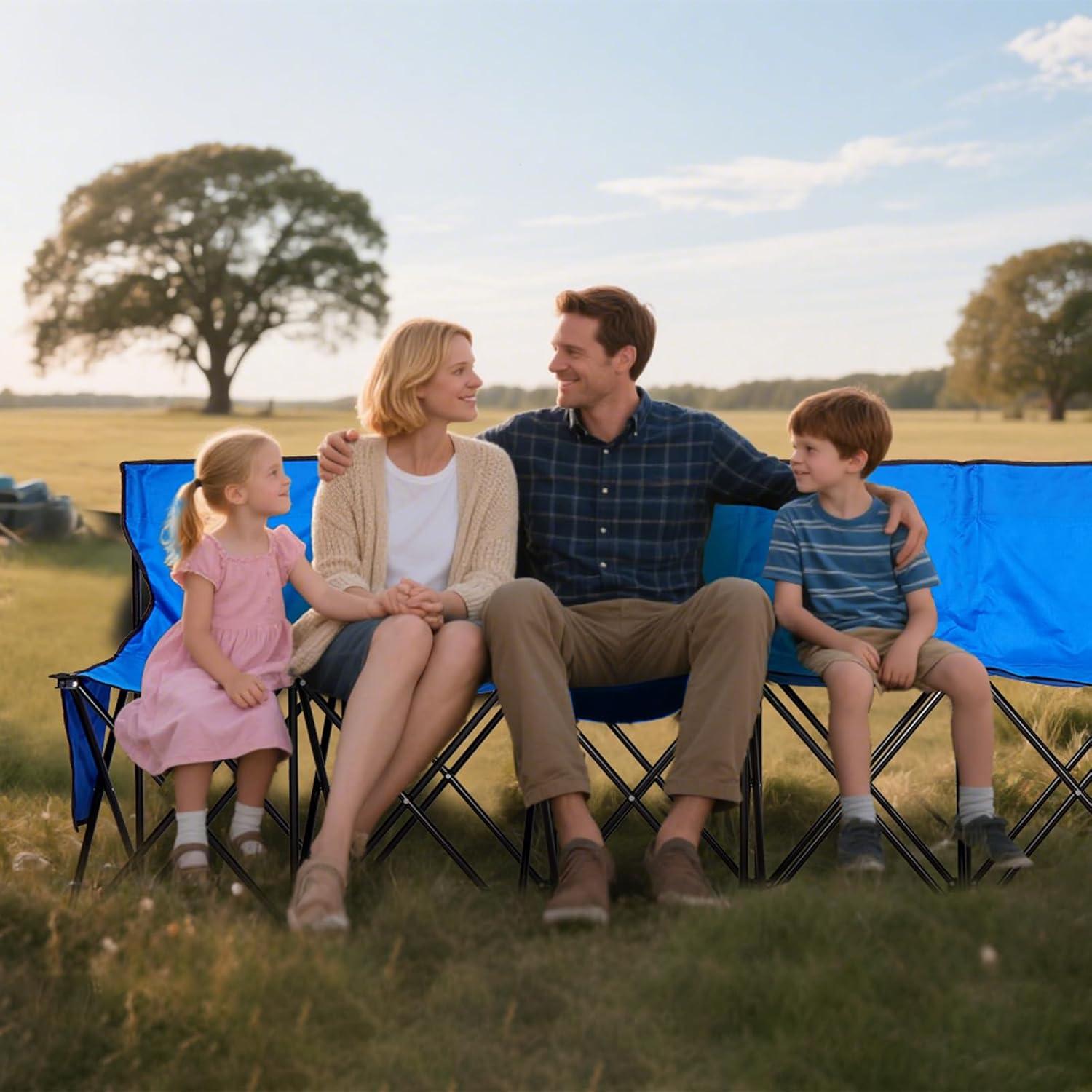 image:imageVEVOR Portable Folding Bench 8 Seats Foldable Sideline Bench Outdoor Camping Bench Chair with Carry Bag amp Backrest Team Sport Sideline Bench for Football Fishing No Assembly Instant Seating BlackBlue