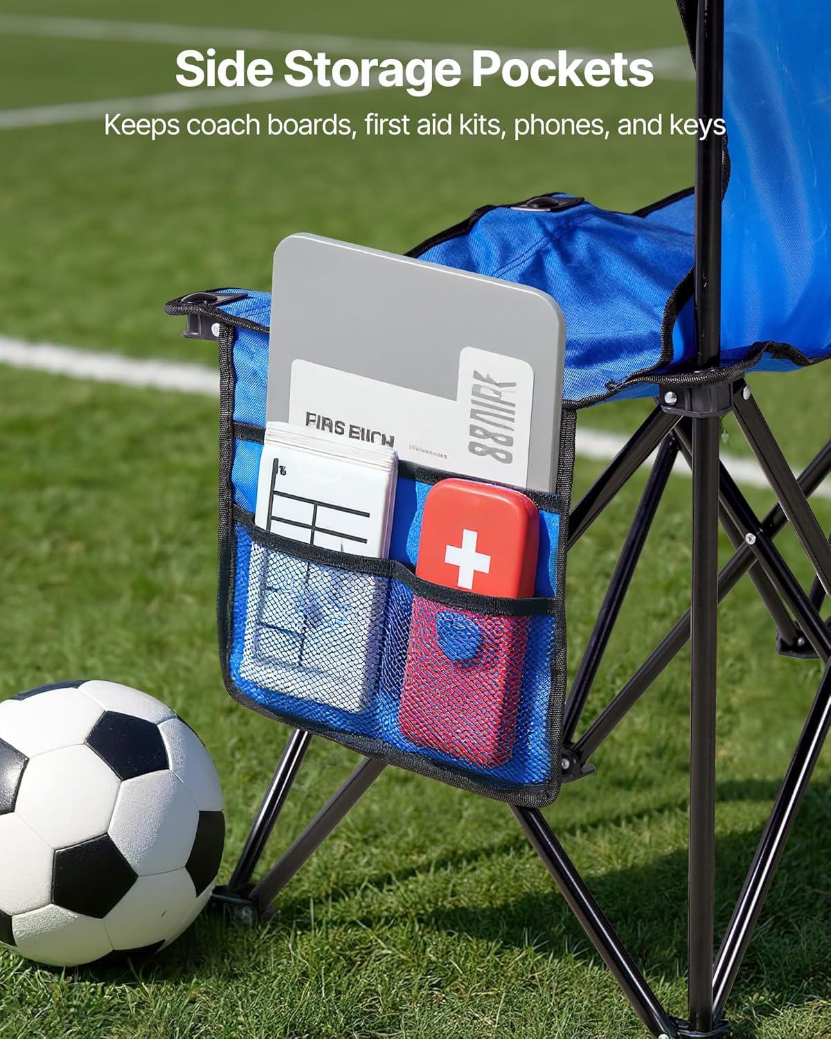 image:imageVEVOR Portable Folding Bench 8 Seats Foldable Sideline Bench Outdoor Camping Bench Chair with Carry Bag amp Backrest Team Sport Sideline Bench for Football Fishing No Assembly Instant Seating BlackBlue