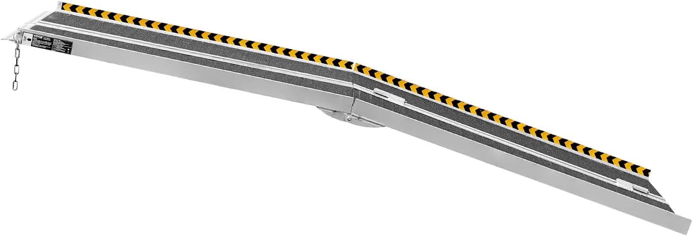 image:imageVEVOR Portable Wheelchair Ramp 6FT NonSlip Aluminum Folding Handicap Ramp Door Threshold Ramps for Wheelchair for HomeWheel Chair Ramp Steps Cars Scooter Cart Curbs Stairs7FT For height 721