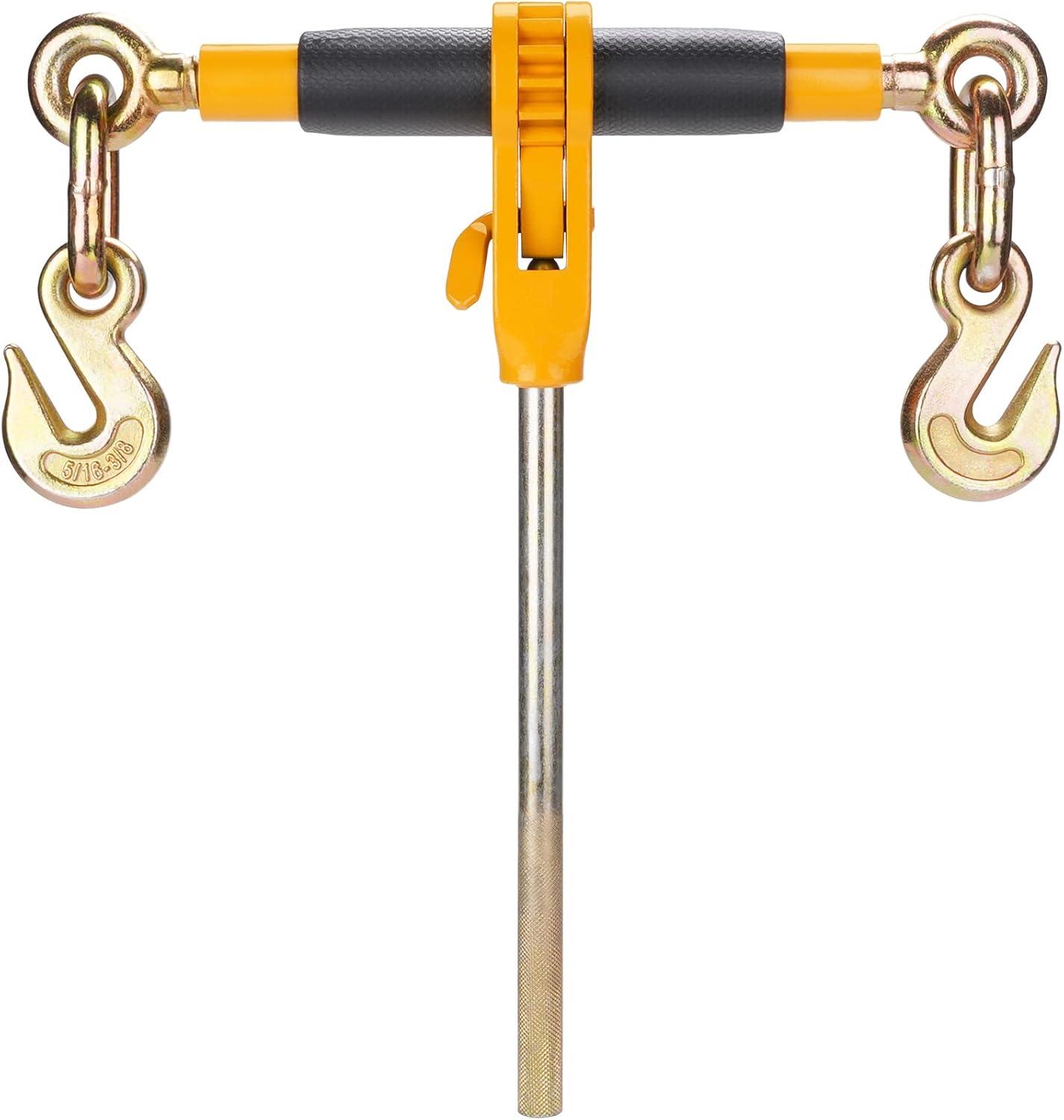 image:imageVEVOR Ratchet Chain Binder 51638 Heavy Duty Load Binders with G80 Hooks 7100 lbs Secure Load Limit Laborsaving Antiskid Handle Tie Down Hauling Chain Binders for Flatbed Truck Trailer 4 P