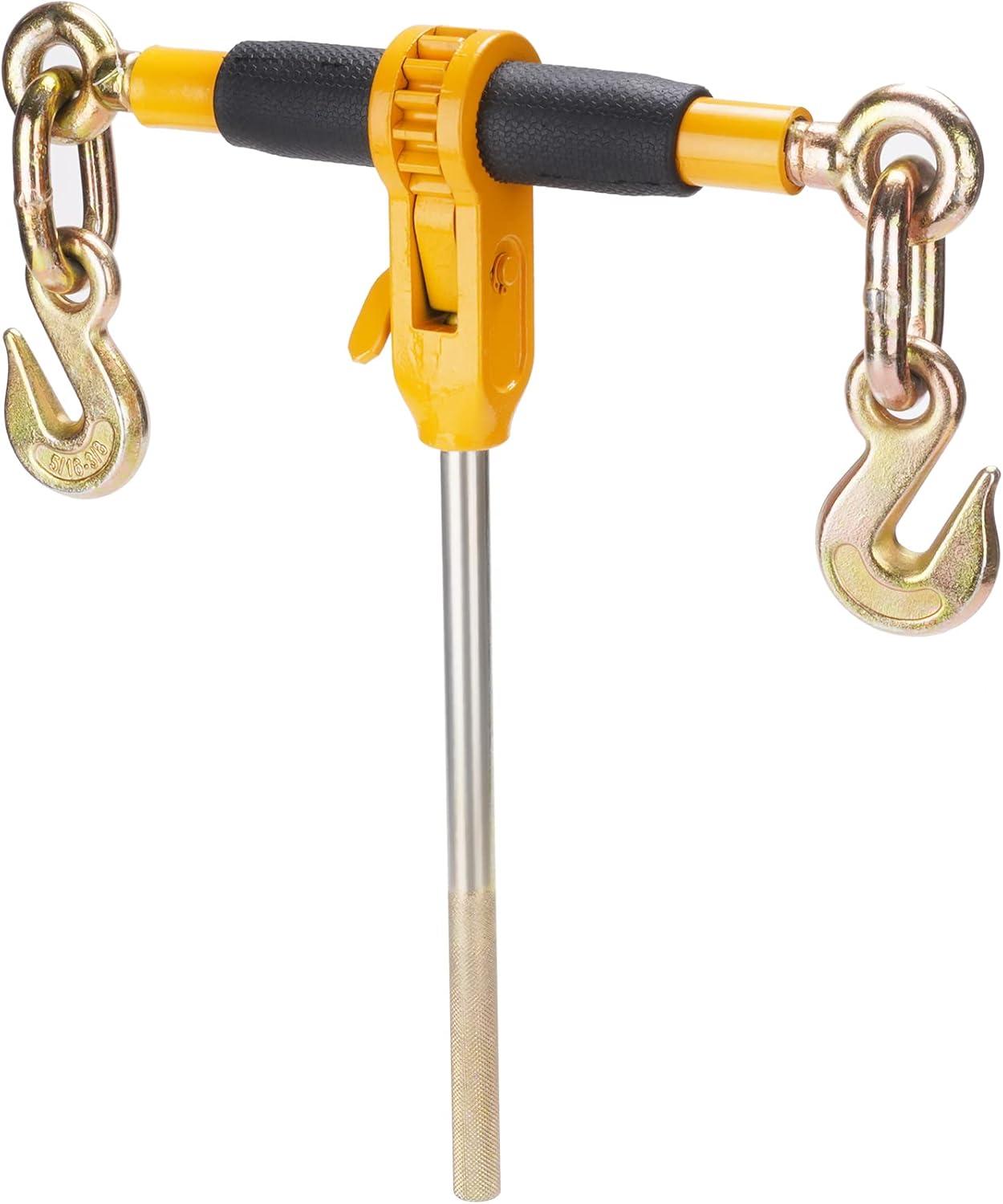 image:imageVEVOR Ratchet Chain Binder 51638 Heavy Duty Load Binders with G80 Hooks 7100 lbs Secure Load Limit Laborsaving Antiskid Handle Tie Down Hauling Chain Binders for Flatbed Truck Trailer 4 P