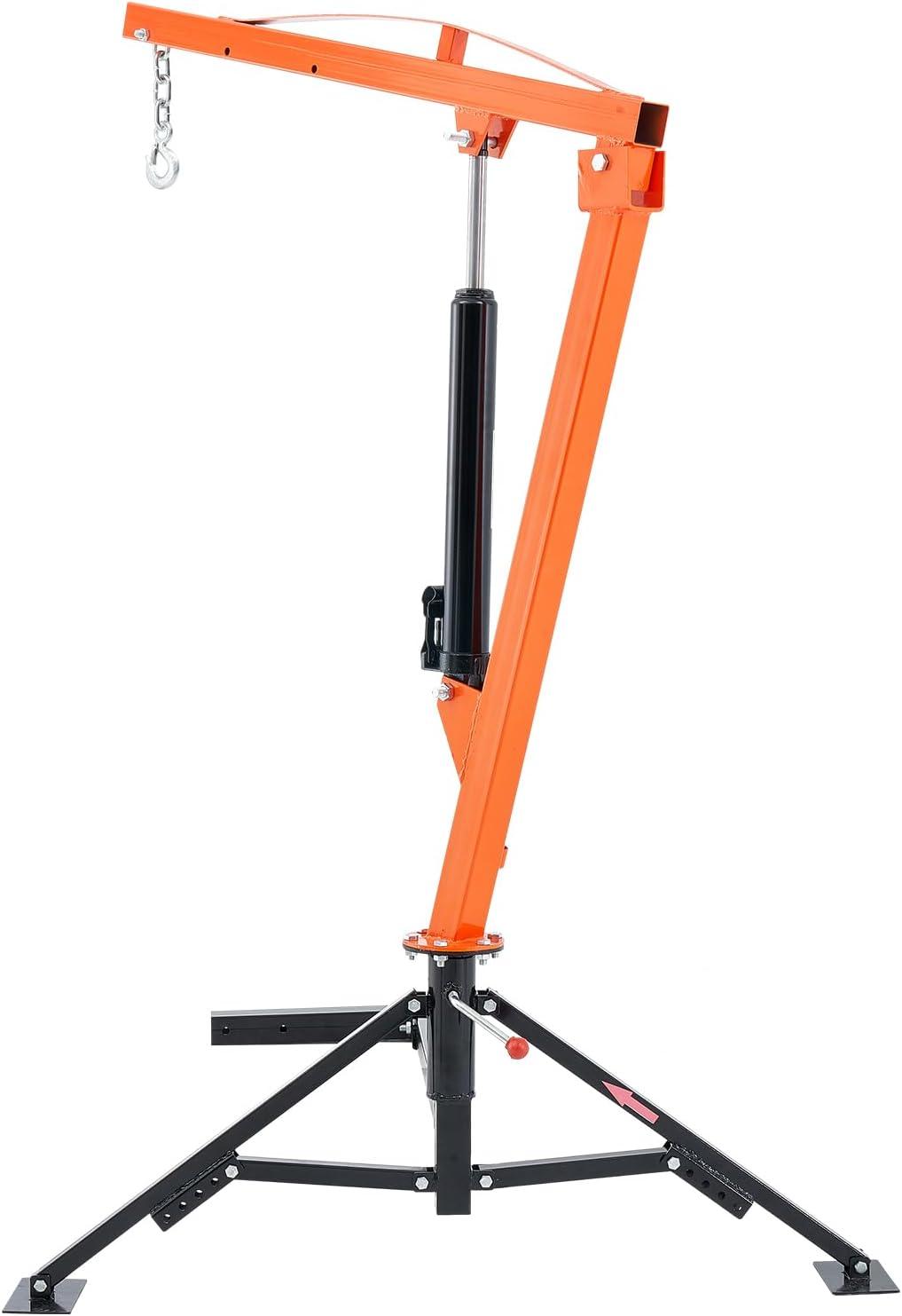 image:imageVEVOR Receiver Hitch Mounted Hydraulic Pickup Truck Crane 1000 lbs Capacity 360 Swivel Three Boom Capacities of 500 lbs 750 lbs amp 1000 lbs for Lifting Goods in Construction Forestry FactoryHitchMount Crane with Adjustable Support Legs