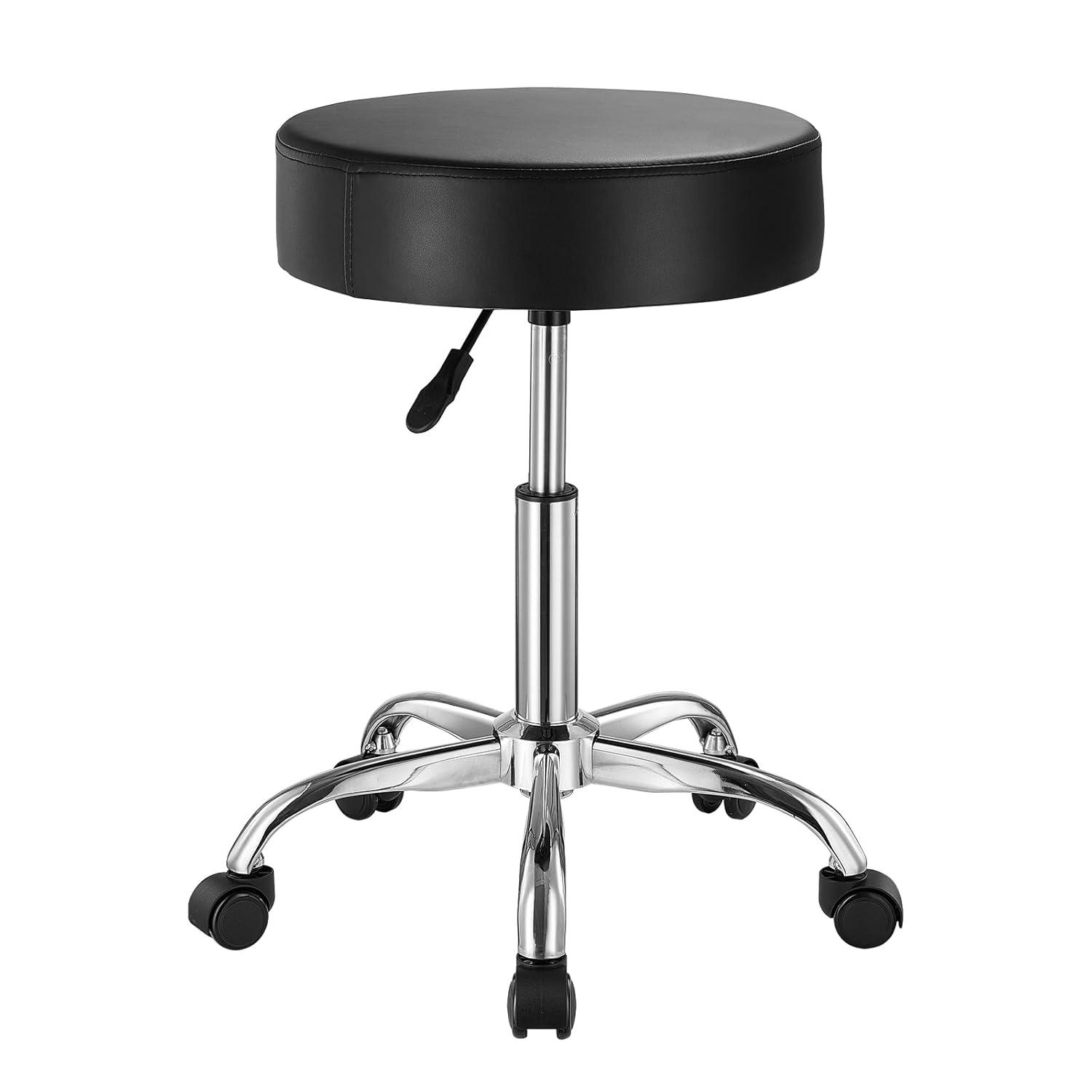 image:imageVEVOR Rolling Stool with Wheels 450 LBS Weight Capacity Round Rolling Stool Chair Height Adjustable Thickened PU Leather Swivel Stool for Salon Spa Massage Tattoo Clinic BlackRolling Stool