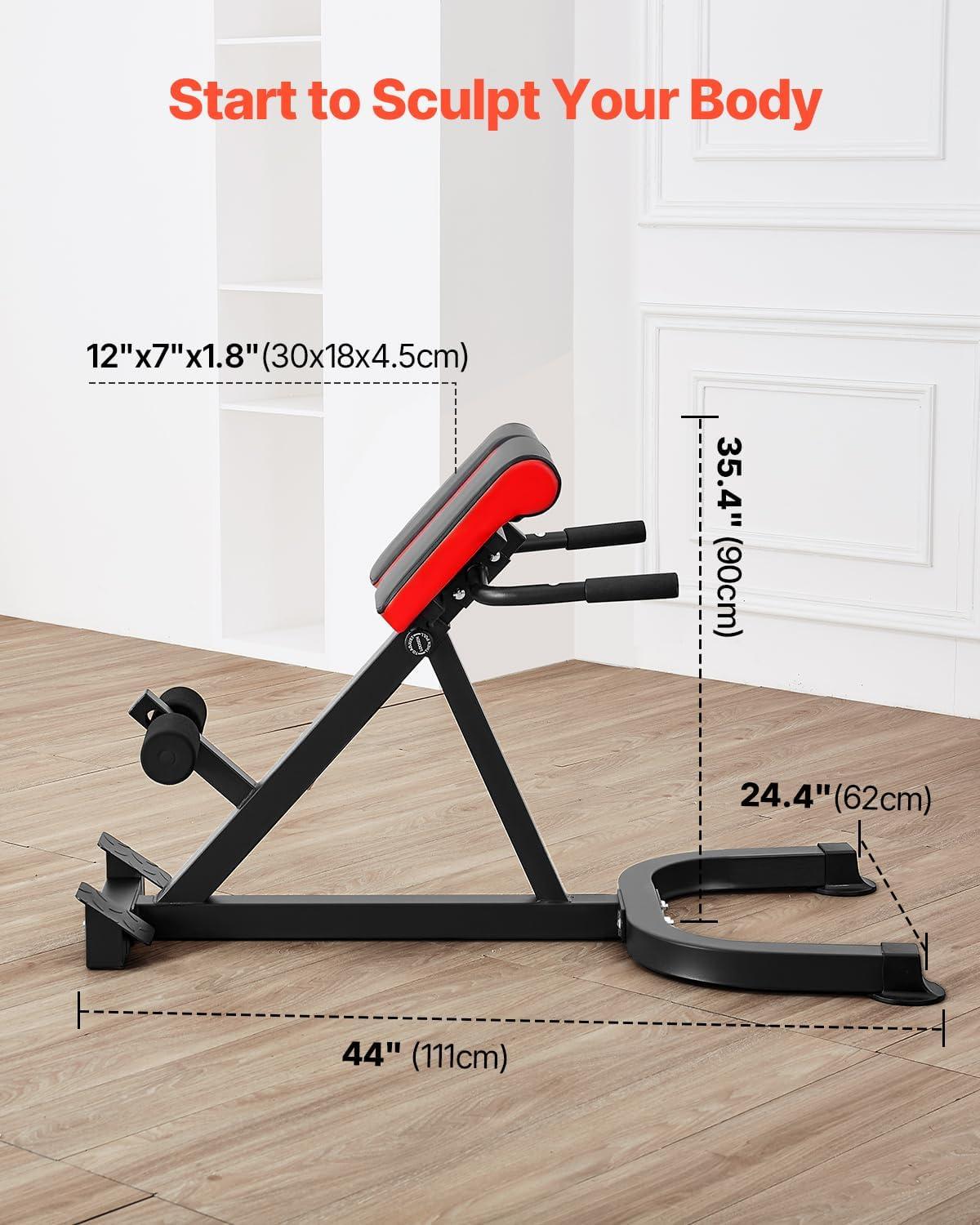 image:imageVEVOR Roman Chair Hyperextension Bench 300 lbs Adjustable Extension Machine MultiFunction Exercise Equipment for Glute Hamstring Lower Back and Ab Workout Fitness Weight Bench for Home Gym