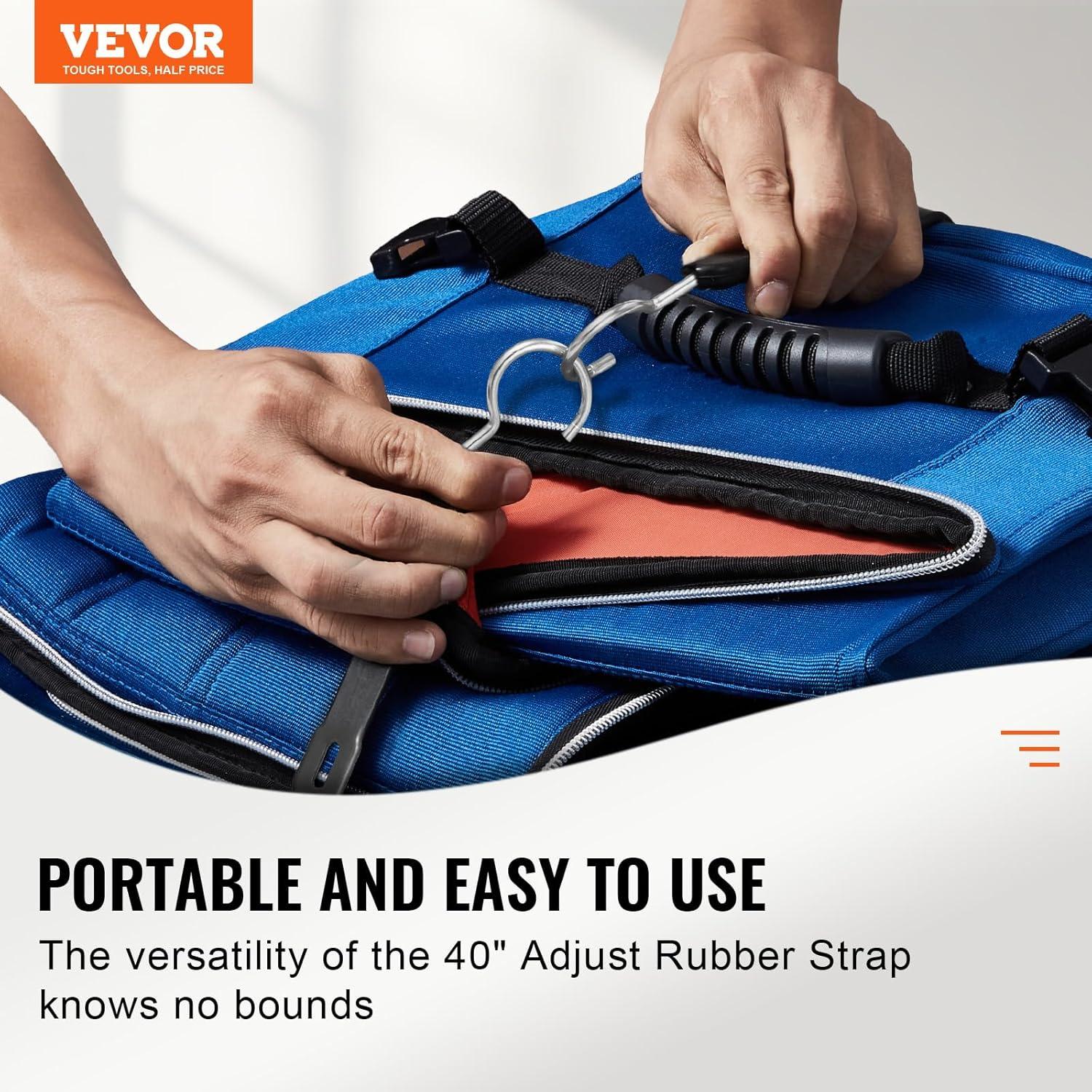image:imageVEVOR Rubber Bungee Cords 50 Pack 21 Long Weatherproof Natural Rubber Tie Down Straps with Crimped S Hooks Heavy Duty Outdoor Tarp Straps for Securing Flatbed Trailers Canvases Cargo and More40inch 4pcs Adjustable