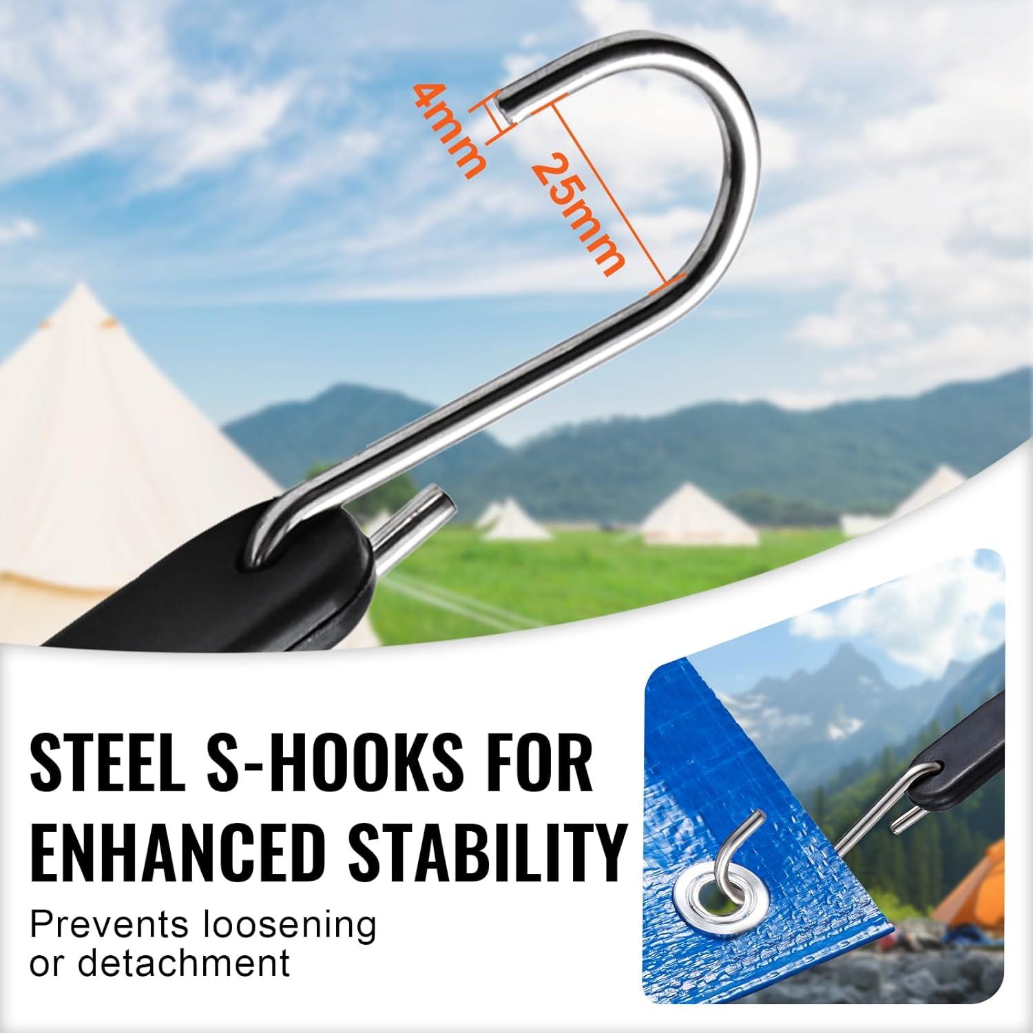 image:imageVEVOR Rubber Bungee Cords 50 Pack 21 Long Weatherproof Natural Rubber Tie Down Straps with Crimped S Hooks Heavy Duty Outdoor Tarp Straps for Securing Flatbed Trailers Canvases Cargo and More36inch 10pcs
