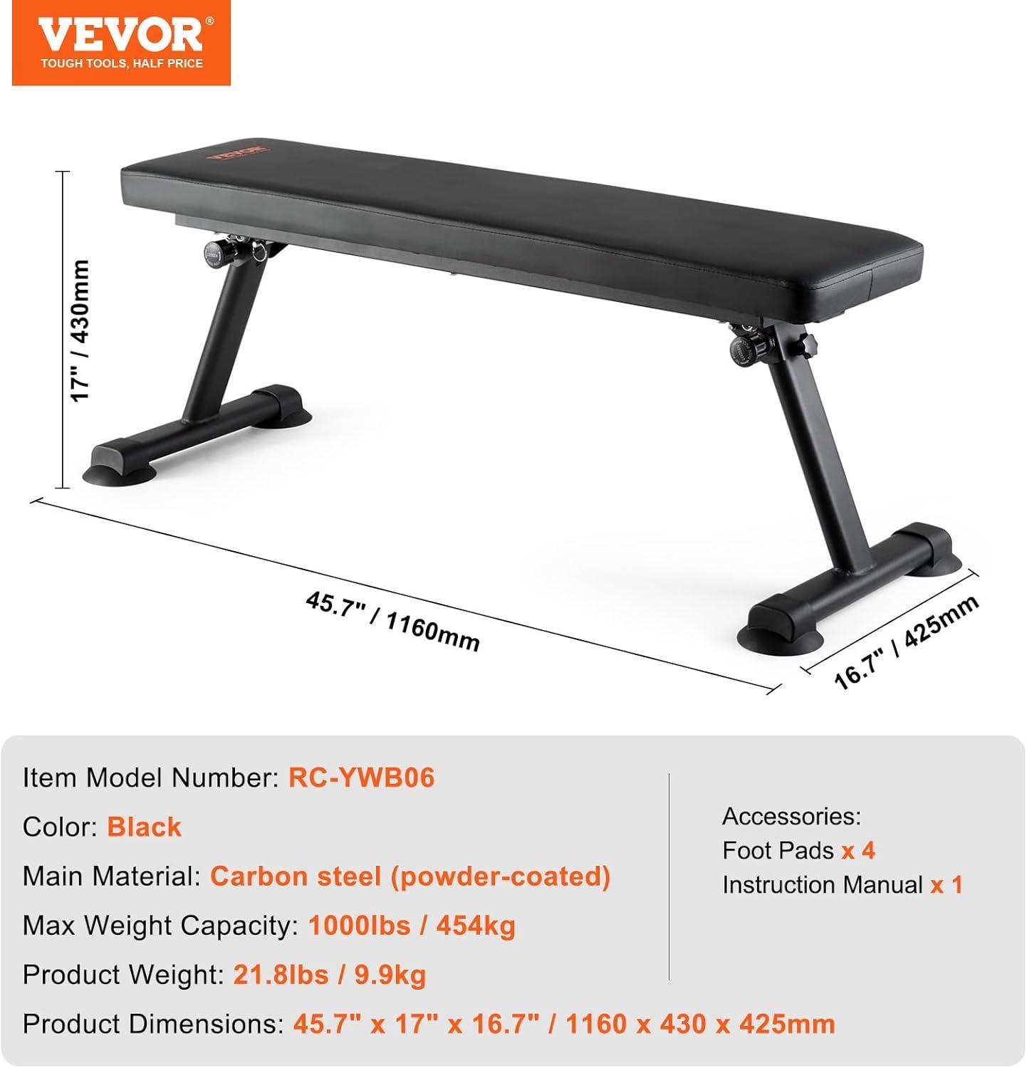 image:imageVEVOR Sit Up Bench Decline Ab Bench with Reverse Crunch Handle Adjustable Height Setting Heavy Duty Steel 5006001000 Lbs Capacity for Home Gym Workouts Strength Training Full Body MusclesFlat1000lbs