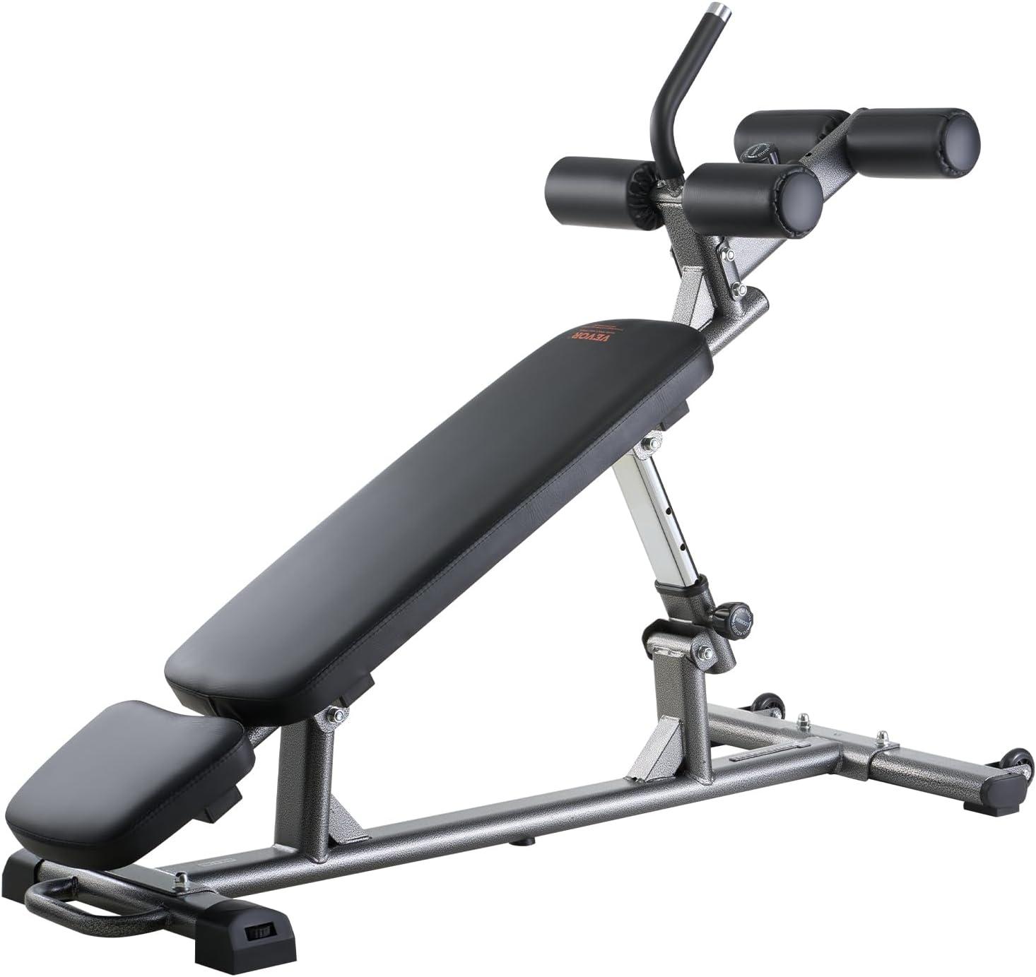 image:imageVEVOR Sit Up Bench Decline Ab Bench with Reverse Crunch Handle Adjustable Height Setting Heavy Duty Steel 5006001000 Lbs Capacity for Home Gym Workouts Strength Training Full Body MusclesAb Bench1000lbs
