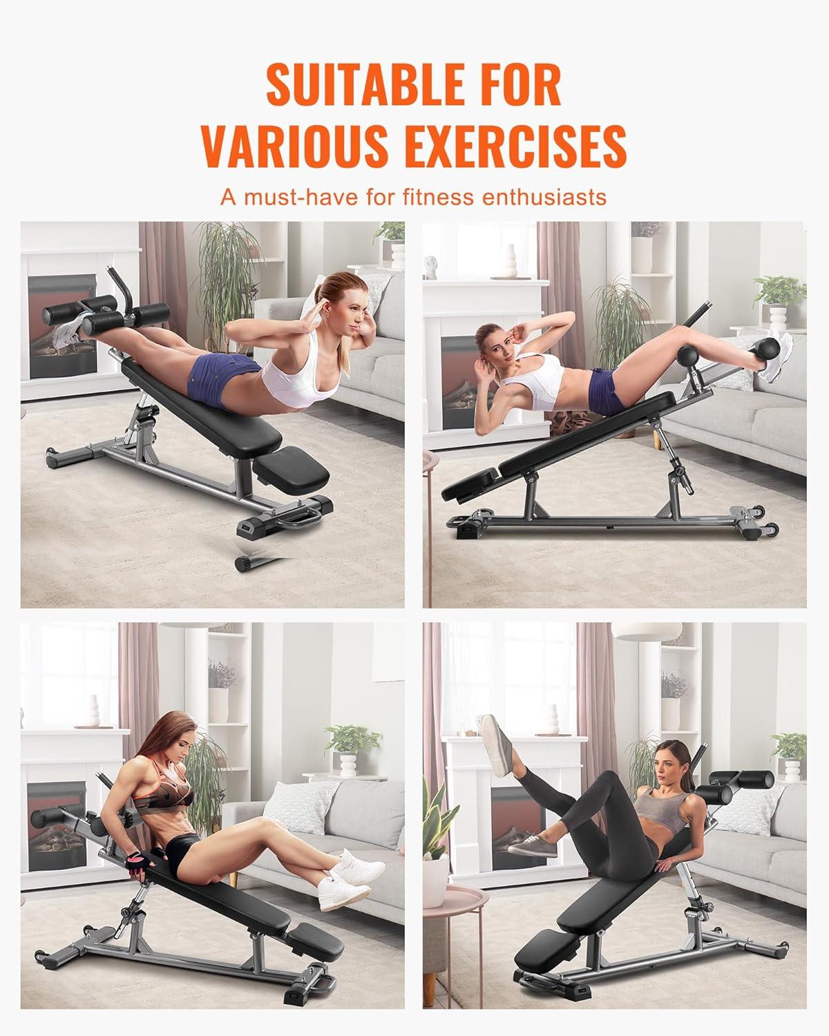 image:imageVEVOR Sit Up Bench Decline Ab Bench with Reverse Crunch Handle Adjustable Height Setting Heavy Duty Steel 5006001000 Lbs Capacity for Home Gym Workouts Strength Training Full Body MusclesAb Bench1000lbs