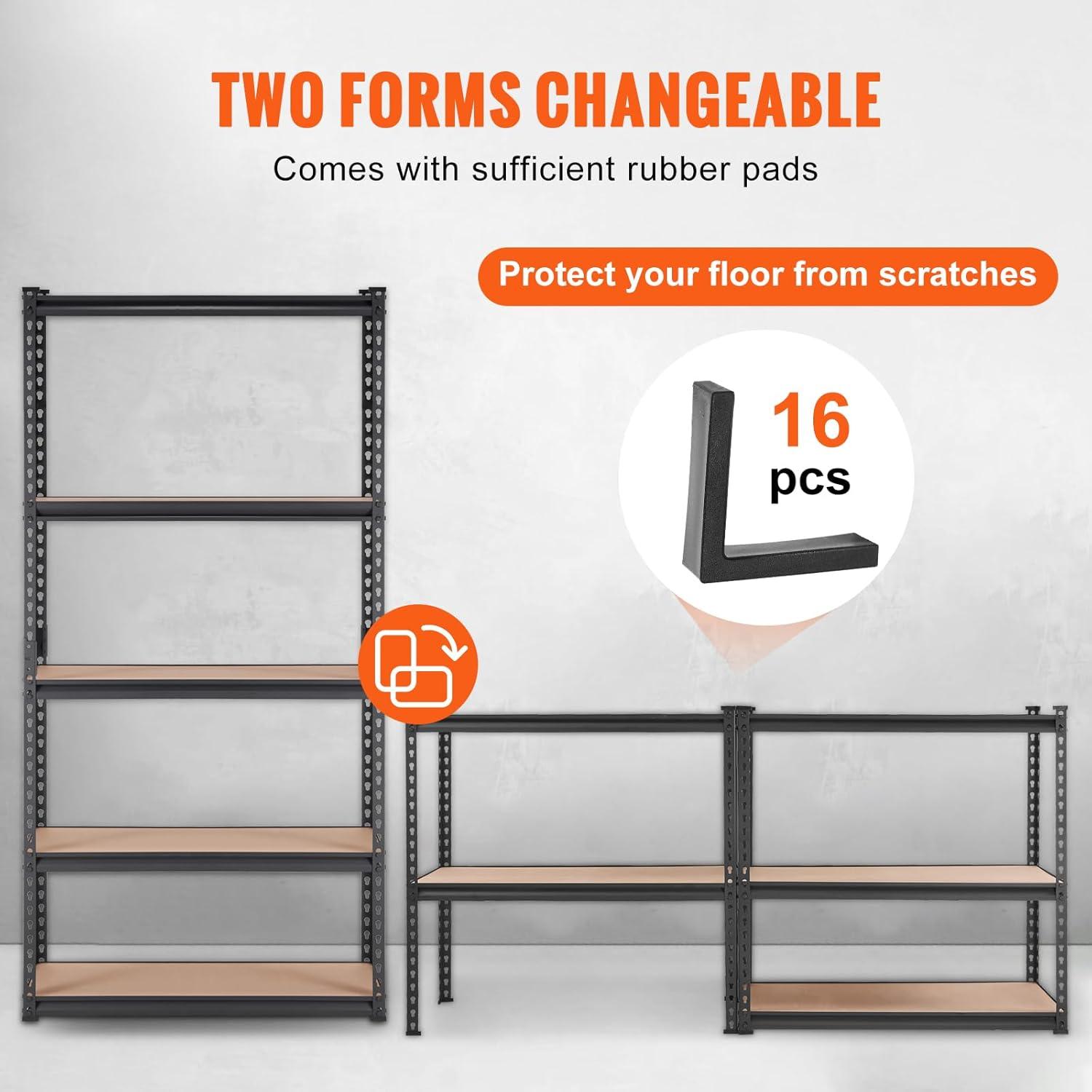 image:imageVEVOR Storage Shelves 3000 lbs 5 Tier Garage Storage Shelving 18 D x 48 W x 78 H Adjustable Metal Shelves for Garage Shelves Utility Rack Shelf Ideal for Kitchen Warehouse Basement Black36 L x 18 W x 72 H