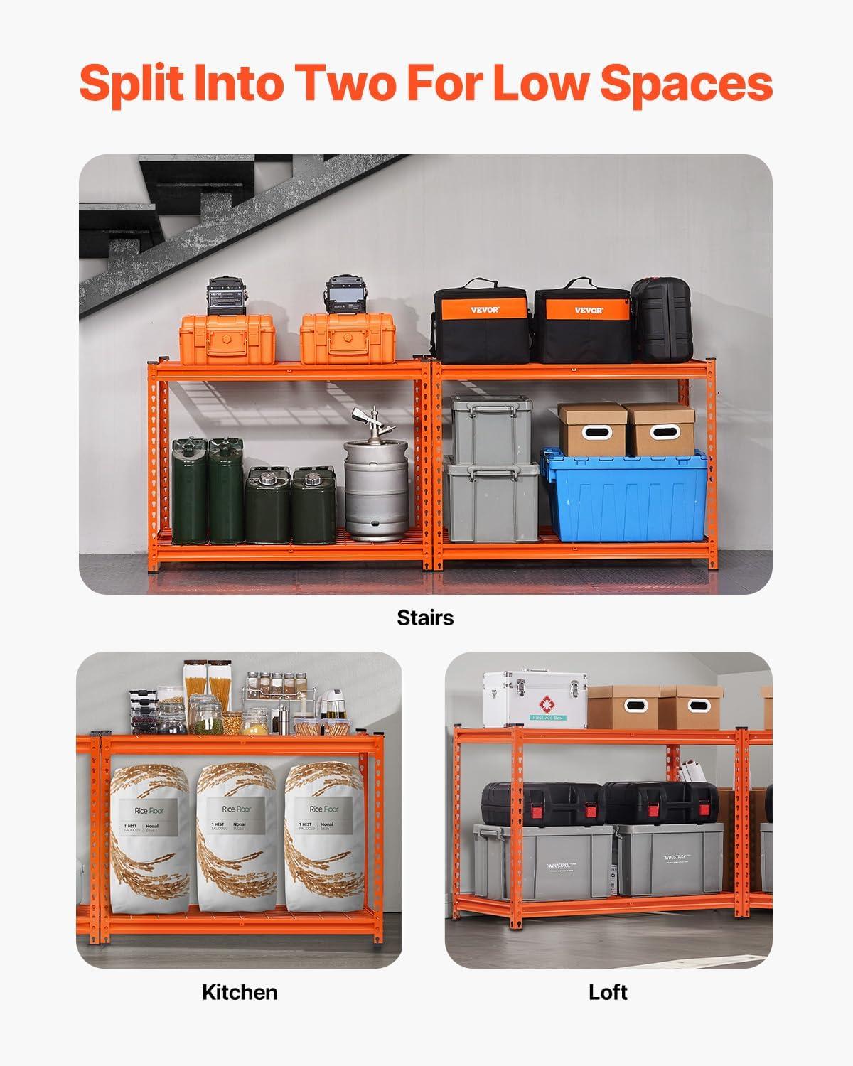 image:imageVEVOR Storage Shelves 3000 lbs 5 Tier Heavy Duty Garage Shelving 24 D x 48 W x 72 H Adjustable Metal Shelves for Industrial Shelving Unit Utility Shelf for Kitchen Warehouse Basement BlackOrange