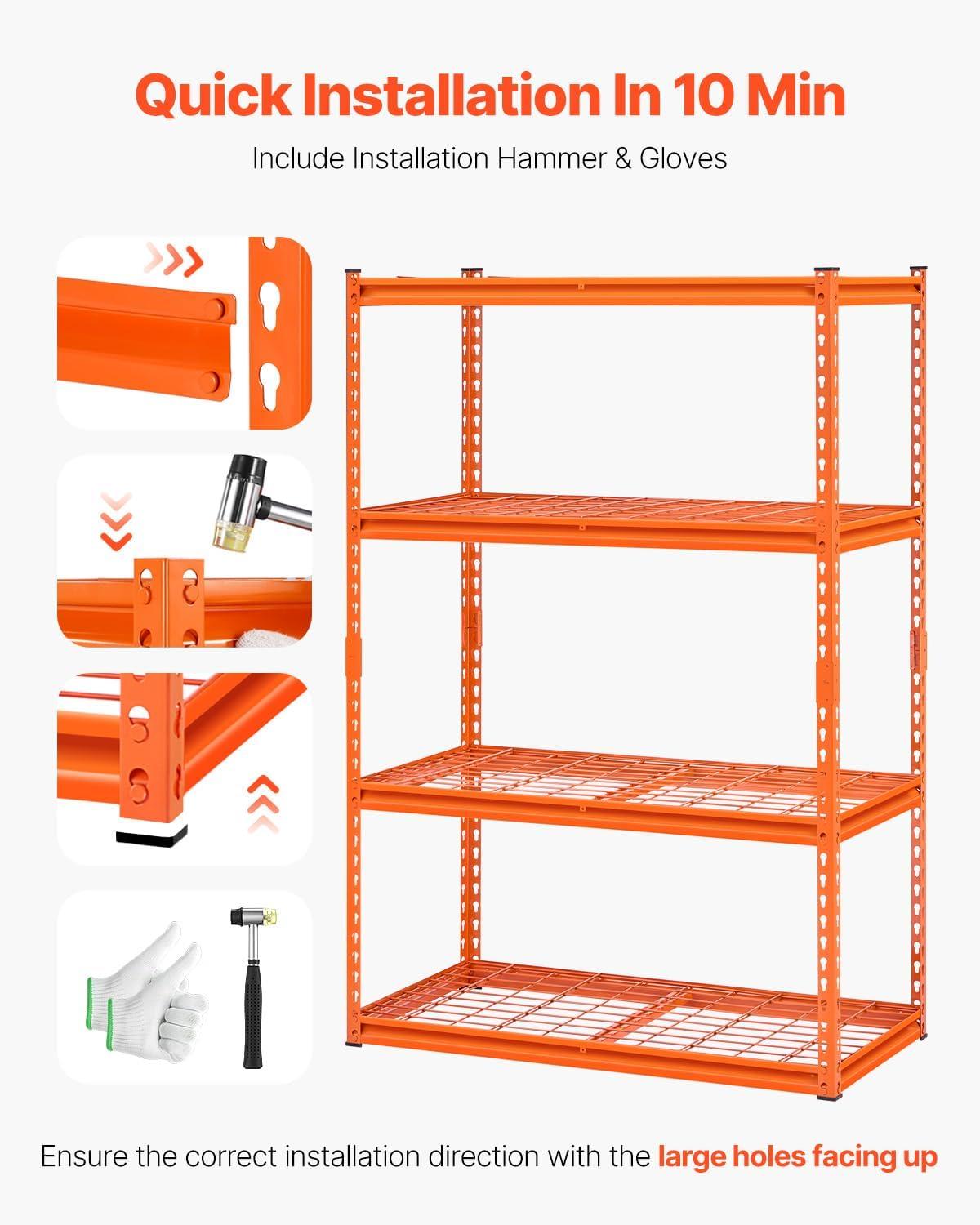 image:imageVEVOR Storage Shelves 3000 lbs 5 Tier Heavy Duty Garage Shelving 24 D x 48 W x 72 H Adjustable Metal Shelves for Industrial Shelving Unit Utility Shelf for Kitchen Warehouse Basement BlackOrange