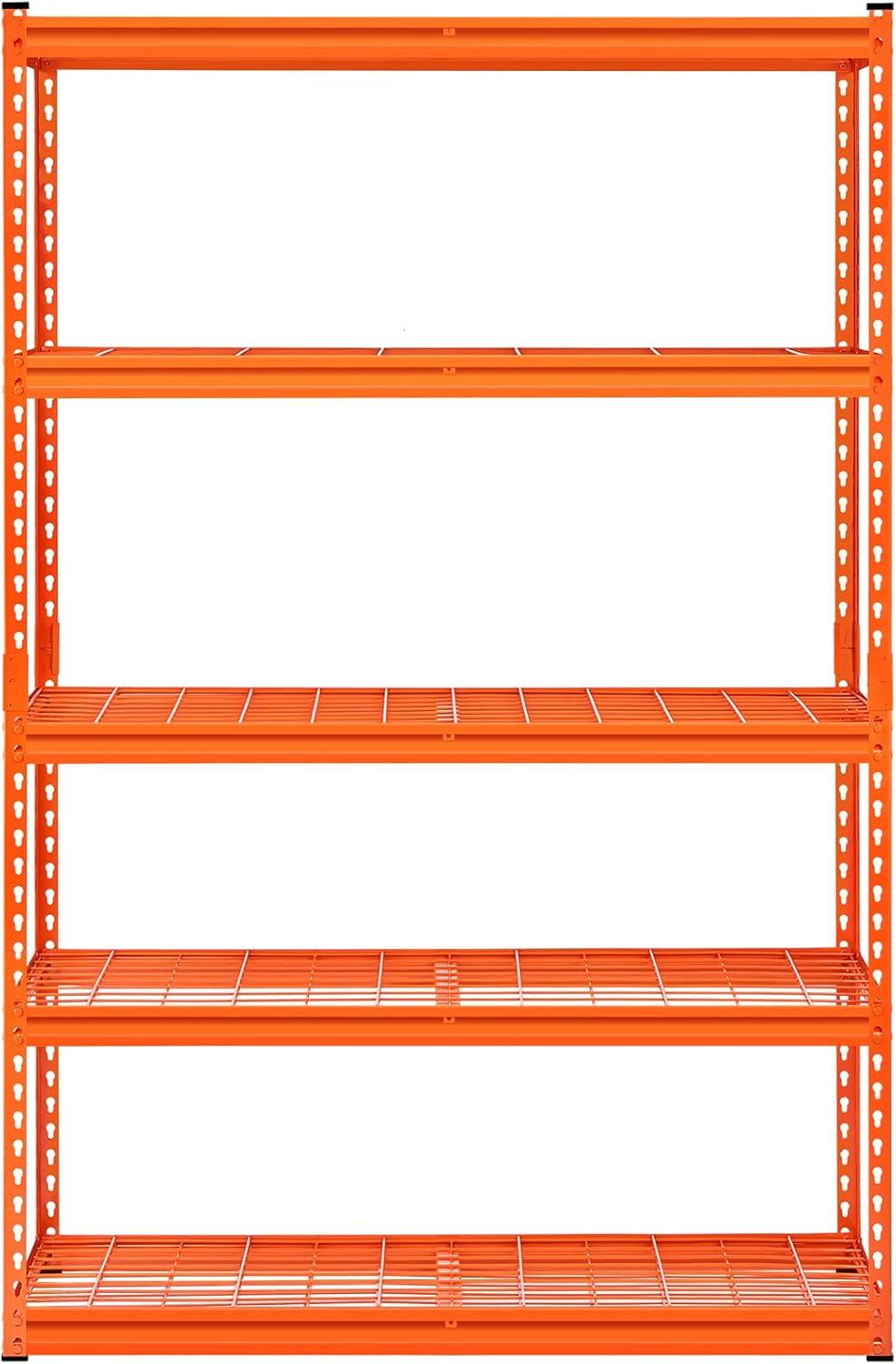 image:imageVEVOR Storage Shelves 3000 lbs 5 Tier Heavy Duty Garage Shelving 24 D x 48 W x 72 H Adjustable Metal Shelves for Industrial Shelving Unit Utility Shelf for Kitchen Warehouse Basement BlackOrange