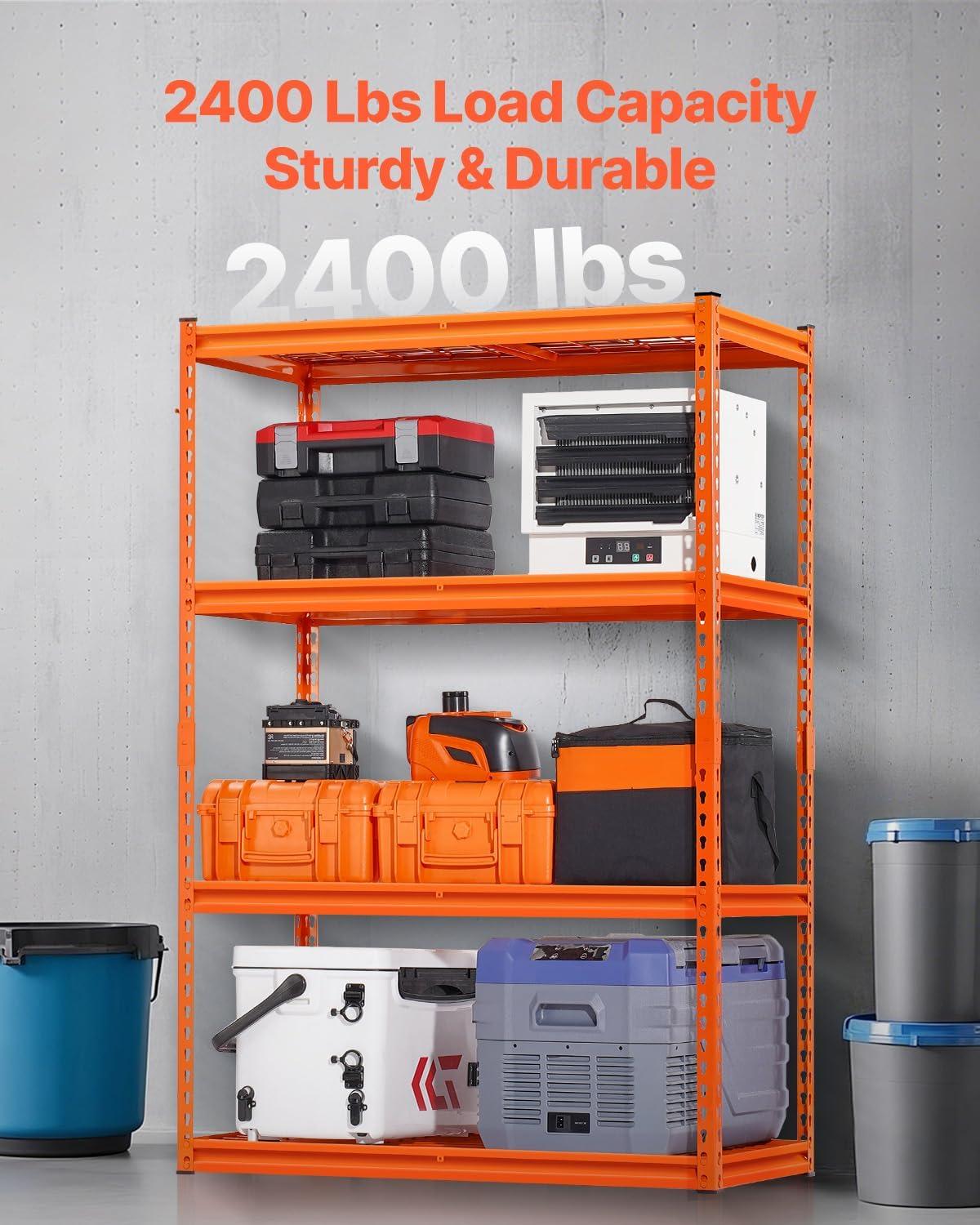 image:imageVEVOR Storage Shelves 3000 lbs 5 Tier Heavy Duty Garage Shelving 24 D x 48 W x 72 H Adjustable Metal Shelves for Industrial Shelving Unit Utility Shelf for Kitchen Warehouse Basement BlackOrange