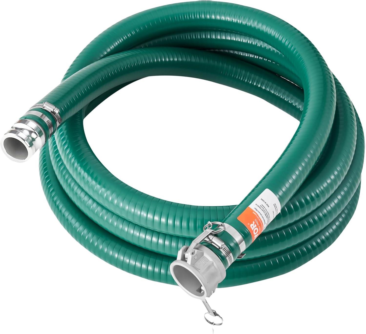 image:imageVEVOR Suction Hose 2 in x 20 ft Green High Quality Hose with Camlock Connectors and Aluminum Fittings Fit Various Pumps for Sewage Treatment Water Transportation and More Agricultural Purposes2 x 20 suction hose