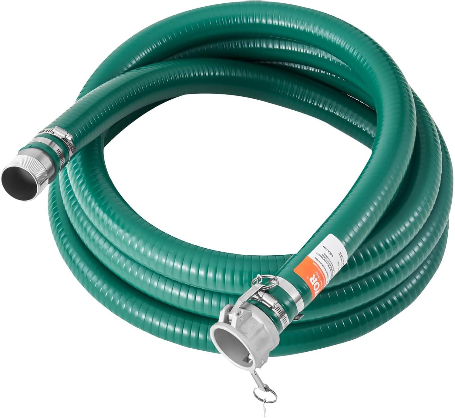 image:imageVEVOR Suction Hose 2 in x 20 ft Green High Quality Hose with Camlock Connectors and Aluminum Fittings Fit Various Pumps for Sewage Treatment Water Transportation and More Agricultural Purposes2 x 20 suction hose 50 Backwash Hose