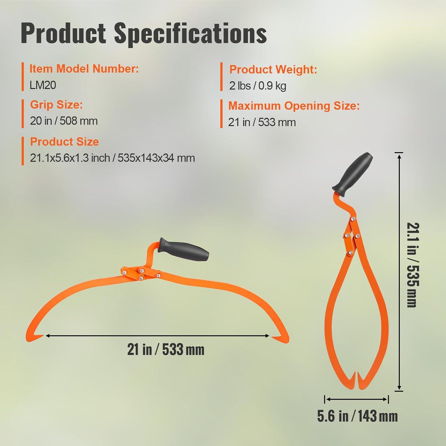 image:imageVEVOR Timber Claw Hook 28 inch 4 Claw Log Grapple Logging Tongs Swivel Steel Log Lifting Tongs 31 Max Opening Eagle Claws with 2205LBS1000kg Loading Capacity for Tractors ATVs Trucks Forklifts20inHandheld version