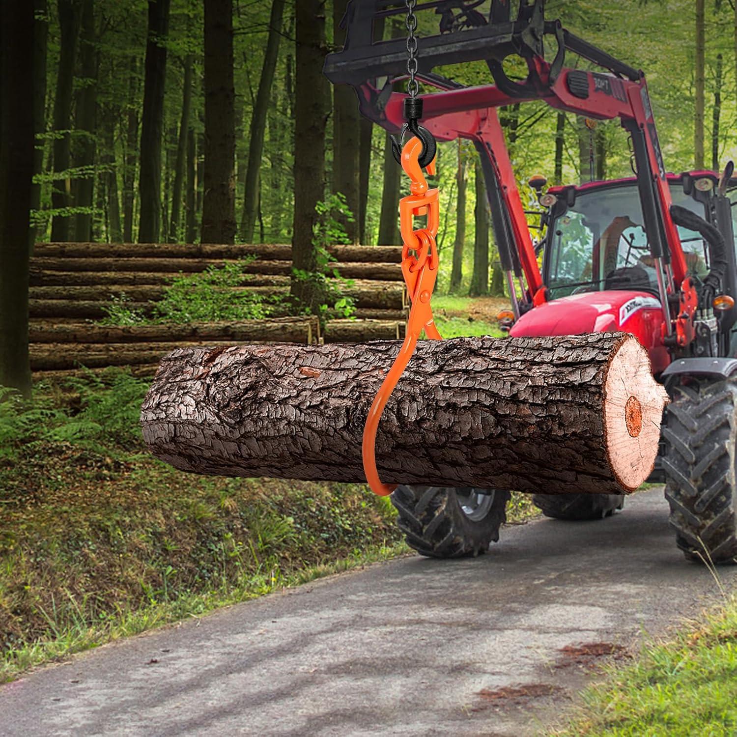 image:imageVEVOR Timber Claw Hook 28 inch 4 Claw Log Grapple Logging Tongs Swivel Steel Log Lifting Tongs 31 Max Opening Eagle Claws with 2205LBS1000kg Loading Capacity for Tractors ATVs Trucks Forklifts18inSwivel