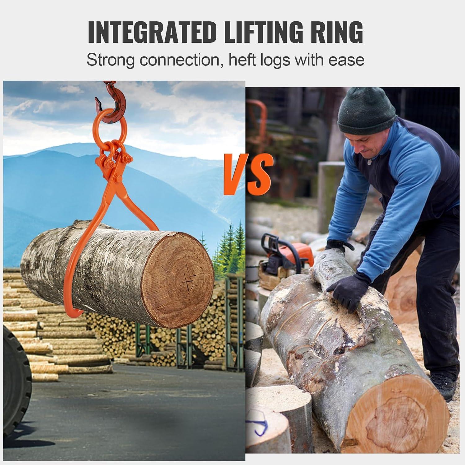 image:imageVEVOR Timber Claw Hook 28 inch 4 Claw Log Grapple Logging Tongs Swivel Steel Log Lifting Tongs 31 Max Opening Eagle Claws with 2205LBS1000kg Loading Capacity for Tractors ATVs Trucks Forklifts18inORing