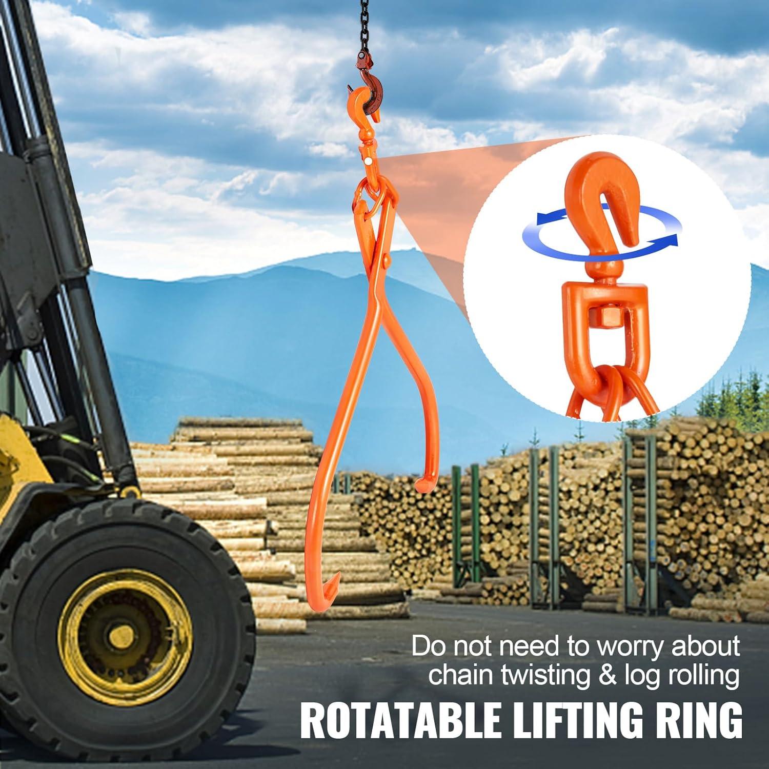 image:imageVEVOR Timber Claw Hook 28 inch 4 Claw Log Grapple Logging Tongs Swivel Steel Log Lifting Tongs 31 Max Opening Eagle Claws with 2205LBS1000kg Loading Capacity for Tractors ATVs Trucks Forklifts32inSwivel