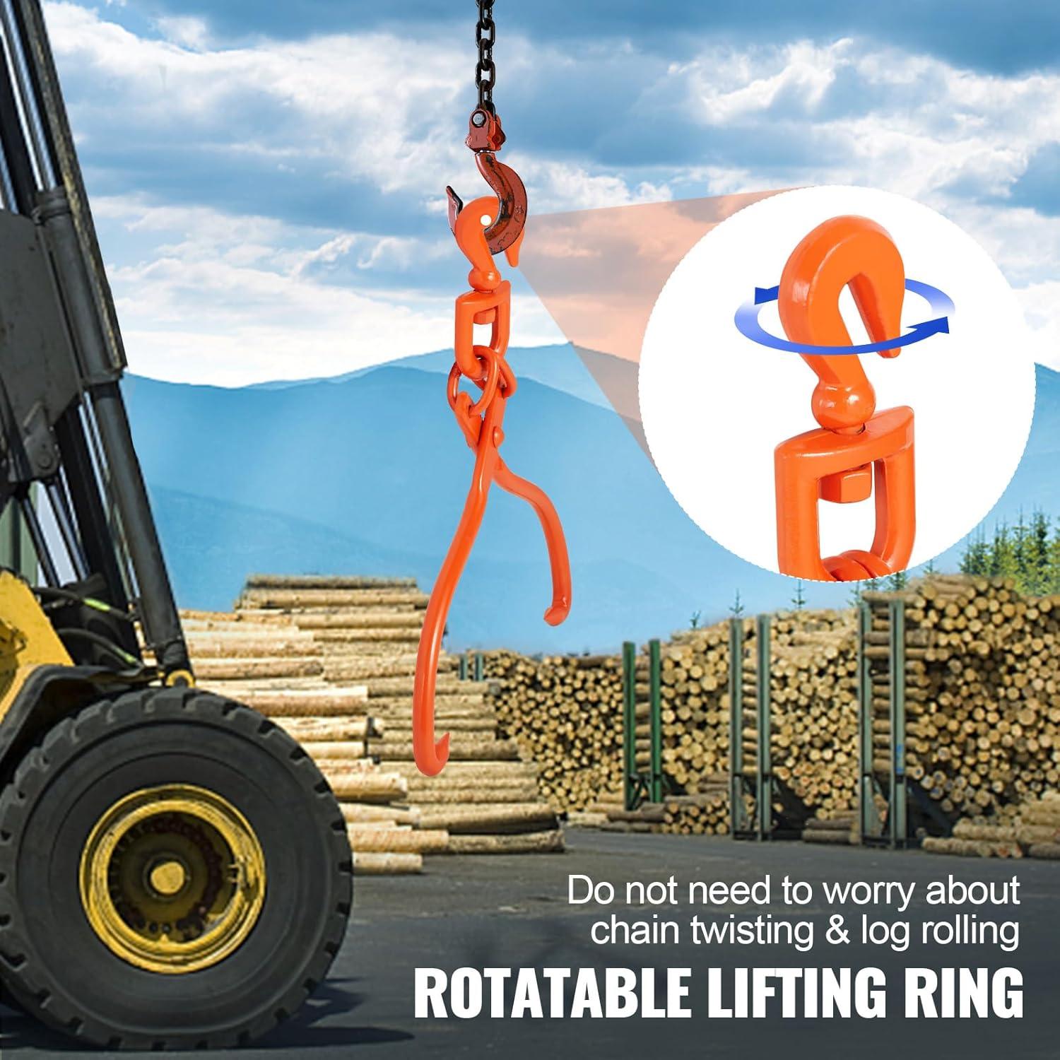 image:imageVEVOR Timber Claw Hook 28 inch 4 Claw Log Grapple Logging Tongs Swivel Steel Log Lifting Tongs 31 Max Opening Eagle Claws with 2205LBS1000kg Loading Capacity for Tractors ATVs Trucks Forklifts18inSwivel