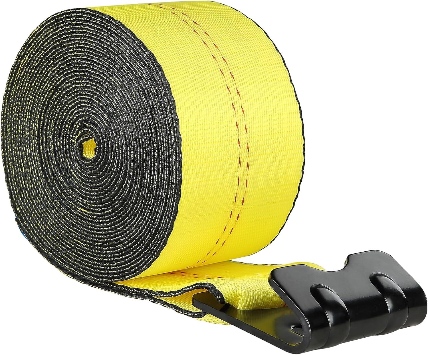image:imageVEVOR Truck Straps 4 x30 Heavy Duty Tie Down wFlat Hooks 18000lbs Break Strength WLL 6000lbs Cargo Straps tie Down for Flatbeds Trucks Trailers Farms Rescues Tree Saver Yellow10 PackYellow