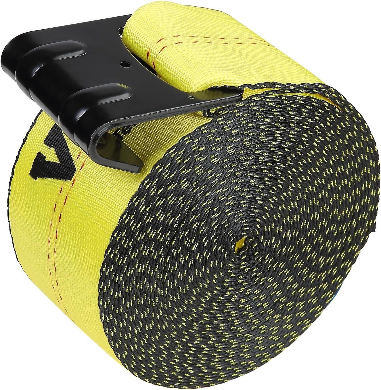 image:imageVEVOR Truck Straps 4 x30 Heavy Duty Tie Down wFlat Hooks 18000lbs Break Strength WLL 6000lbs Cargo Straps tie Down for Flatbeds Trucks Trailers Farms Rescues Tree Saver Yellow10 PackYellow