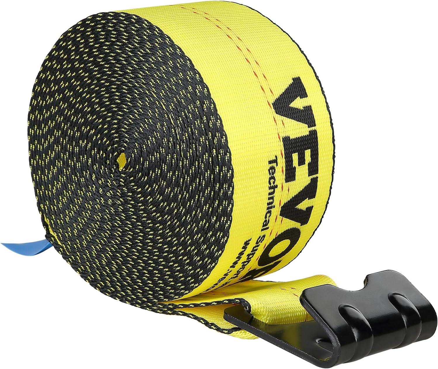 image:imageVEVOR Truck Straps 4 x30 Heavy Duty Tie Down wFlat Hooks 18000lbs Break Strength WLL 6000lbs Cargo Straps tie Down for Flatbeds Trucks Trailers Farms Rescues Tree Saver Yellow10 PackYellow